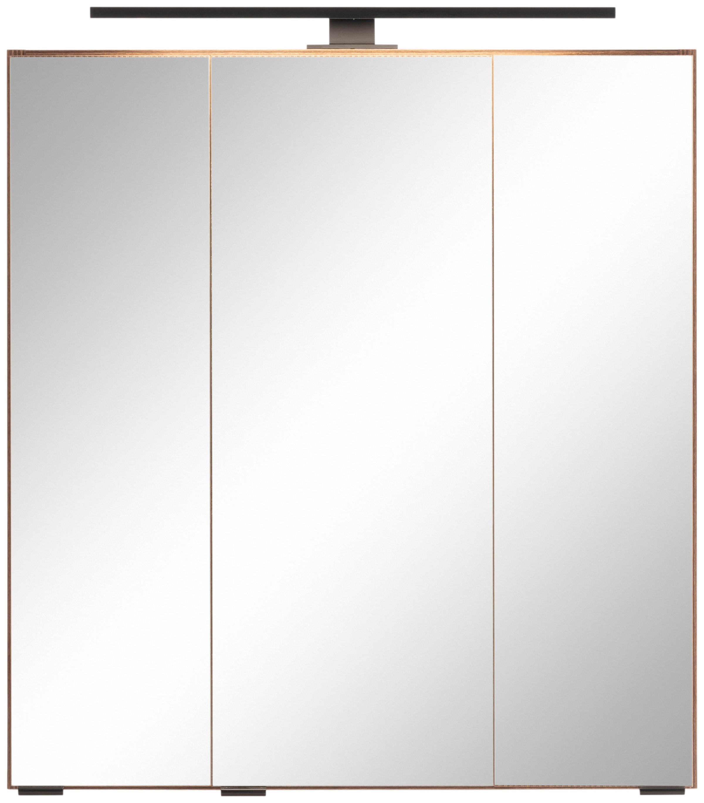 welltime Badmöbel-Set »Trento, Badezimmer-Set, Waschbeckenunterschrank, Hängeschrank«, (4 St.), Unterschrank, Waschbeckenunterschrank, Spiegelschrank, Aufbauleuchte