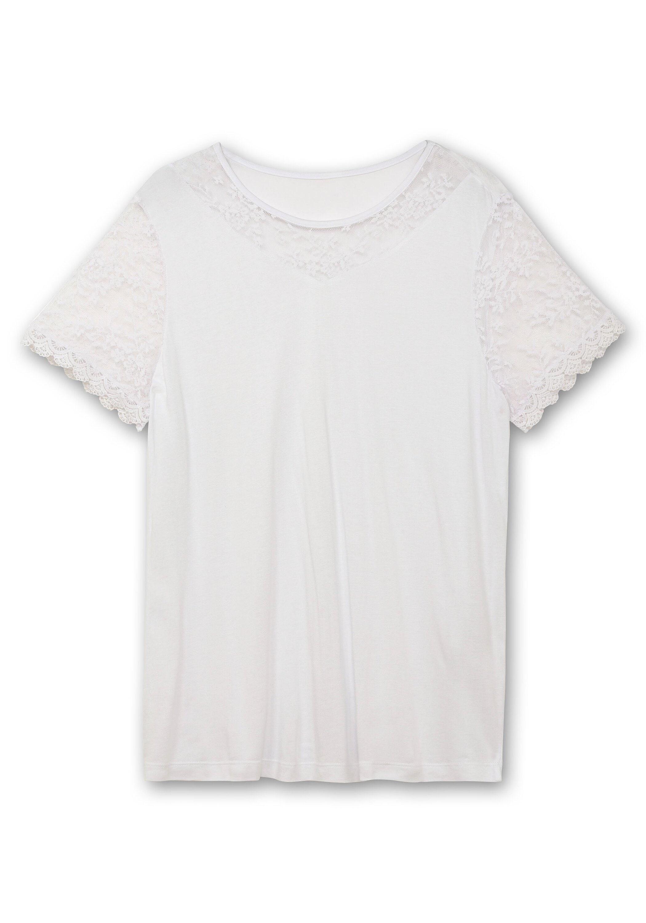 Sheego Spitzenshirt »Shirt mit Rundhalsausschnitt«