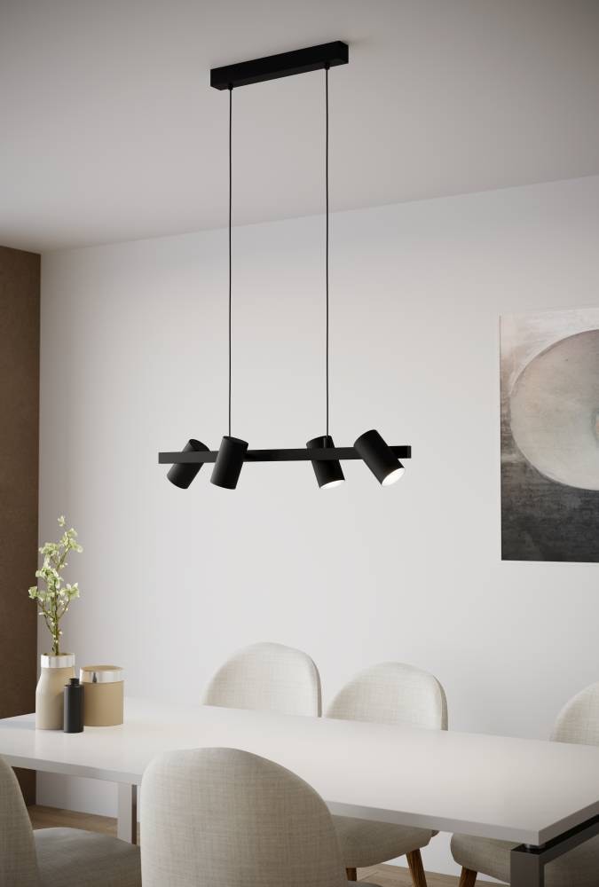 EGLO Hängeleuchte »GATUELA 1«, 4 flammig, Leuchtmittel E14 | ohne Leuchtmittel, Pendelleuchte, Hängeleuchte, Metall, Schwarz, Esszimmer, Wohnzimmer