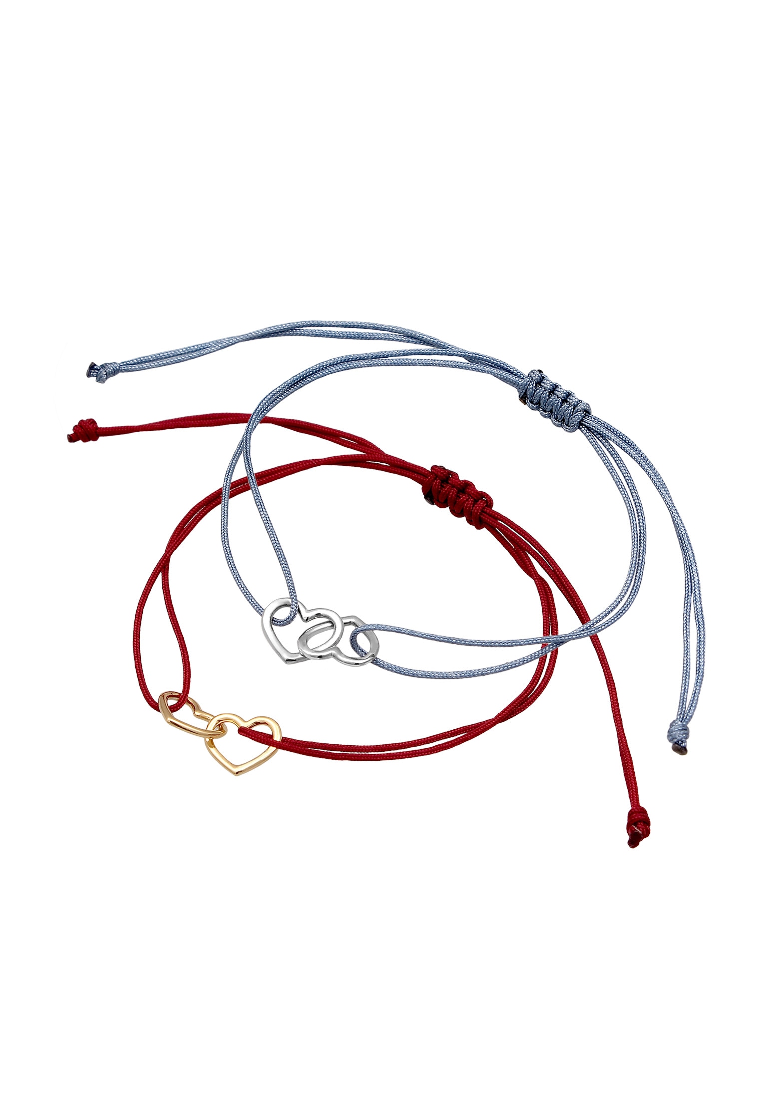 Elli Armketten Set »Armband Herz Nylon 925 Sterling Silber Vergoldet Bicolor«