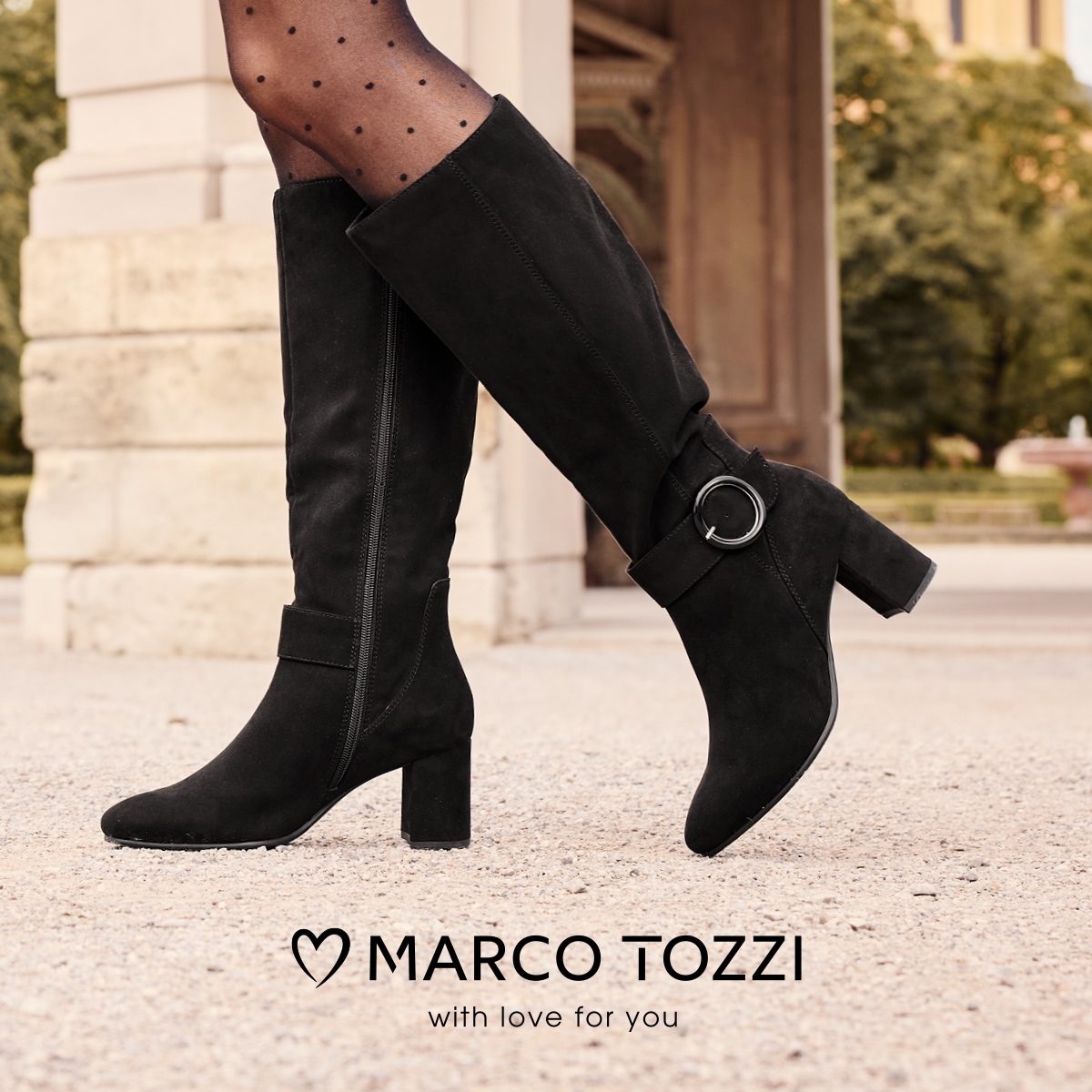 MARCO TOZZI Stiefel  , Blockabsatz, Businessstiefel, Langschaftstiefel mit Zierschnalle
