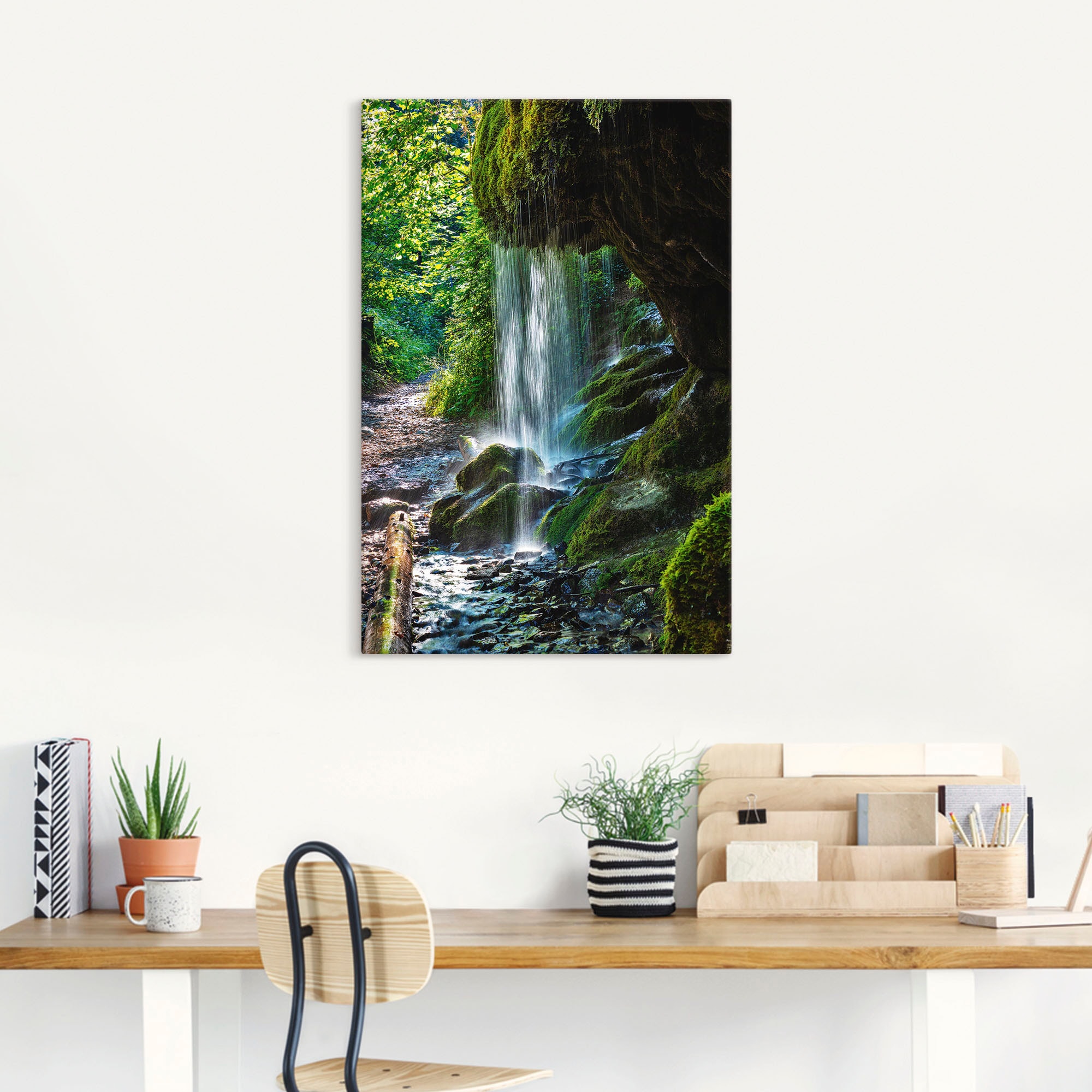 Artland Wandbild »Moosbedeckter Wasserfall«, Wasserfallbilder, (1 St.), als Alubild, Outdoorbild, Leinwandbild, Wandaufkleber, versch. Größen