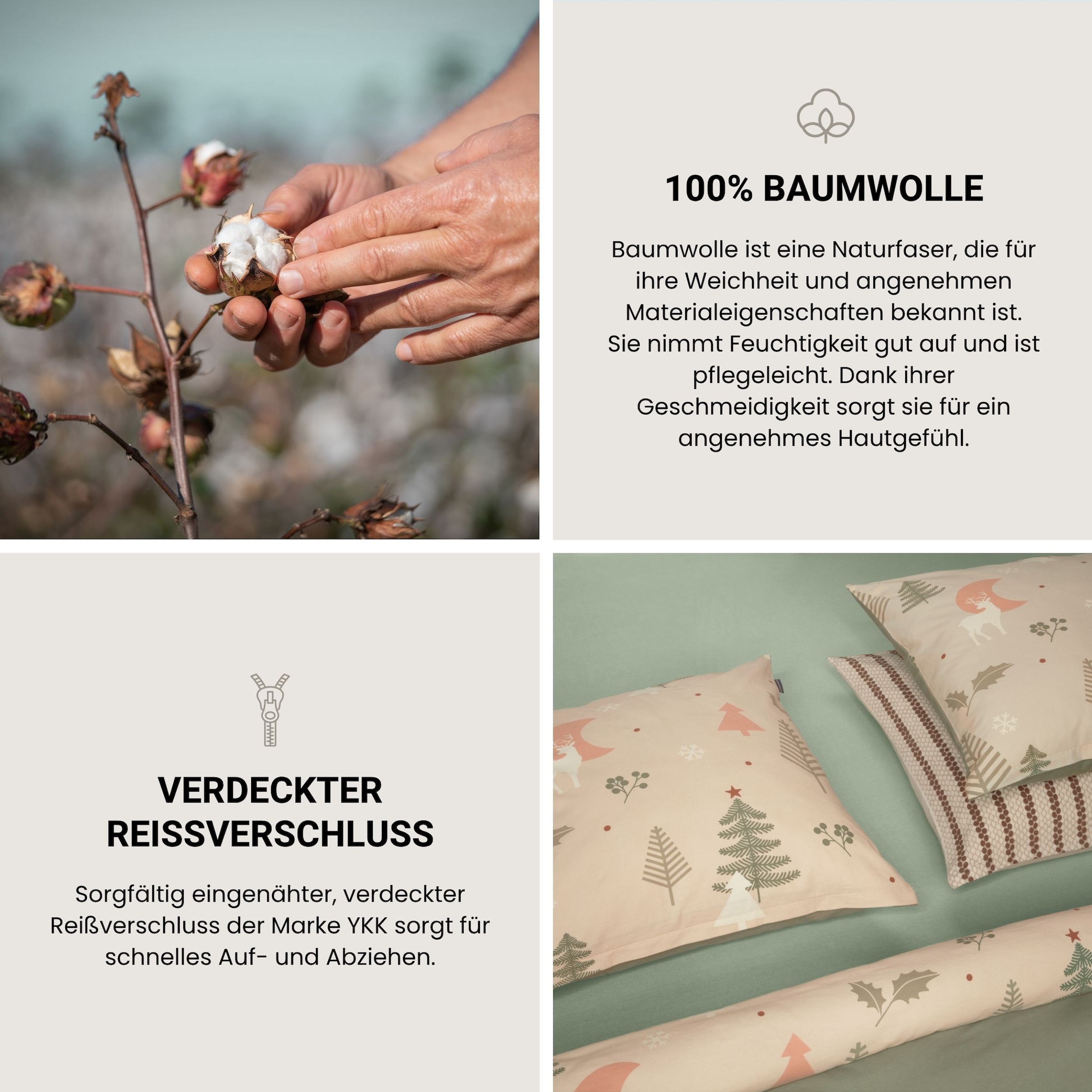 Schiesser Wendebettwäsche »Uma aus weicher Baumwolle im Nordic-Look« 2 Stk. OEKO-TEX® MADE IN GREEN