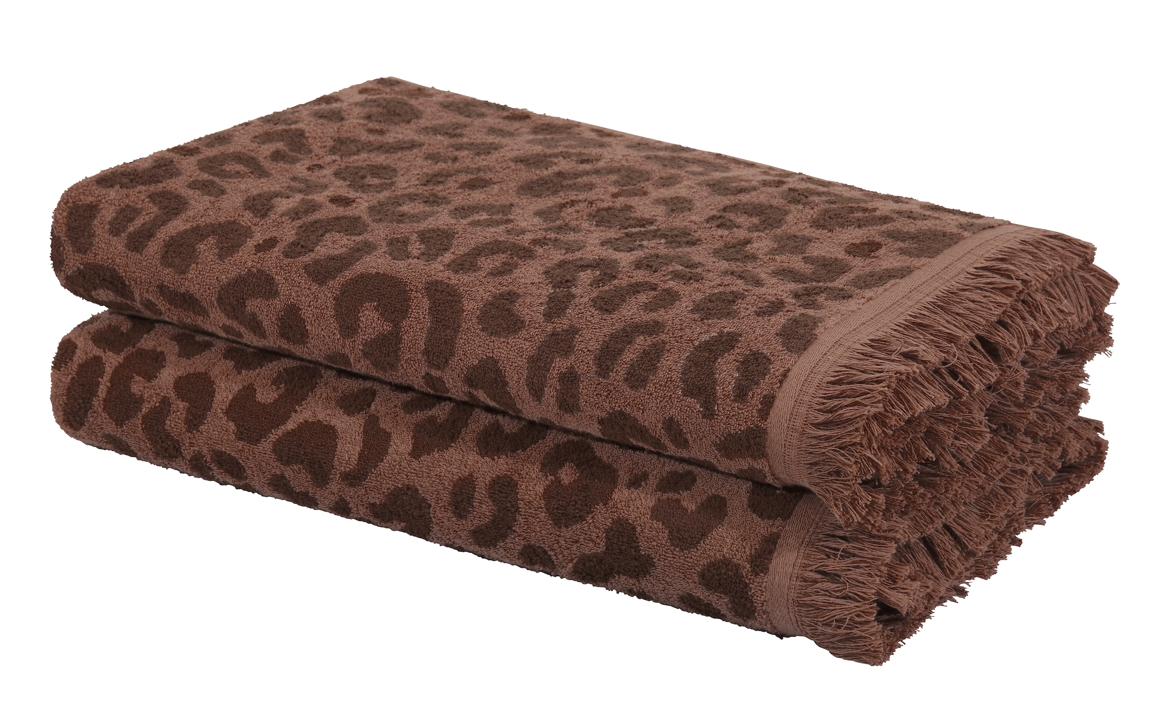 OTTO home Strandtuch »Tiffani, Leopardenmuster, Premium Strandtücher 2-tlg, 500 gr/m²« 90x180 cm, Animal Print, Leo, modern, Urlaub, mit Fransen