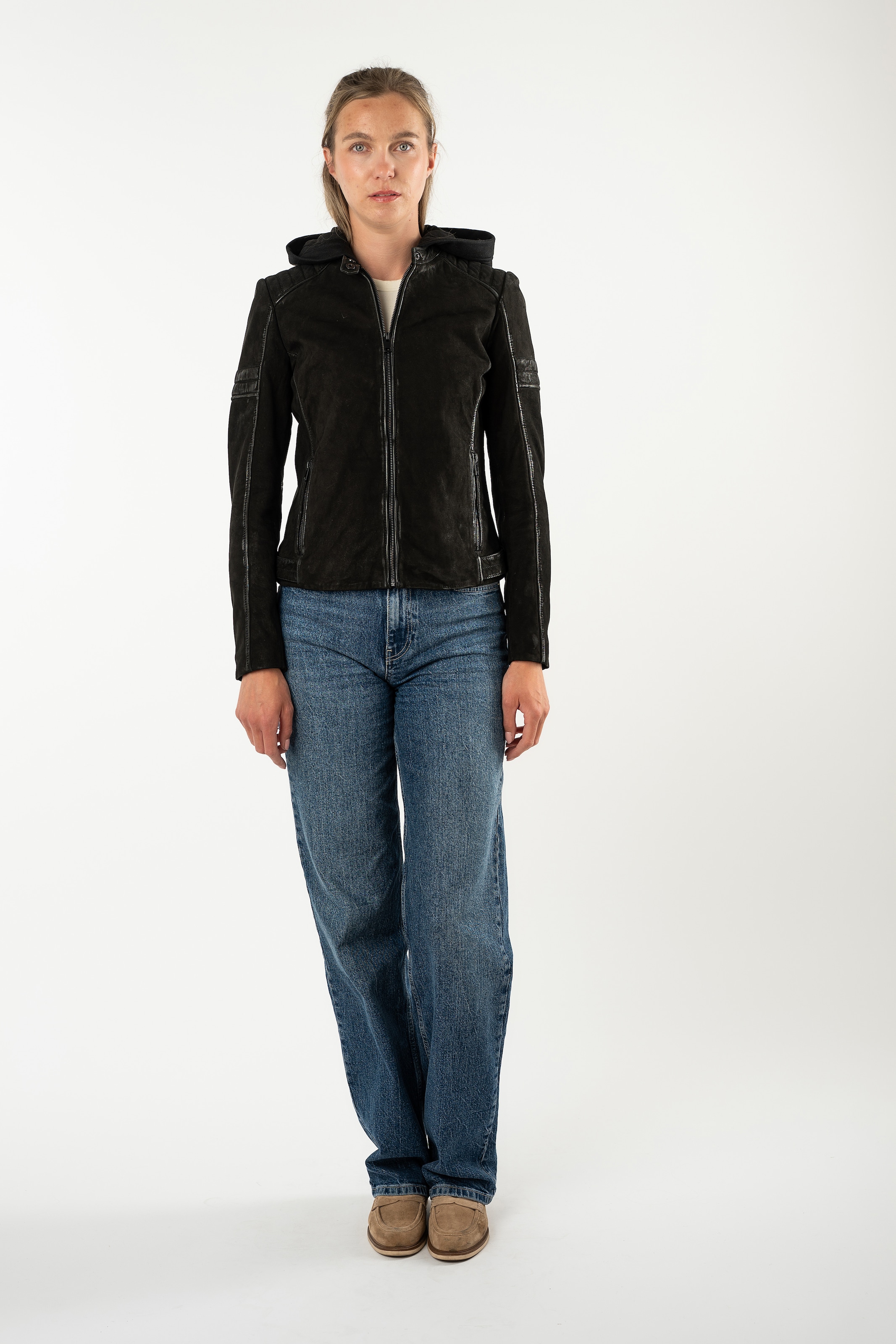 Mauritius Lederjacke »MWShary SF« mit Kapuze mit abnehmbarer Kapuze, Slim Fit