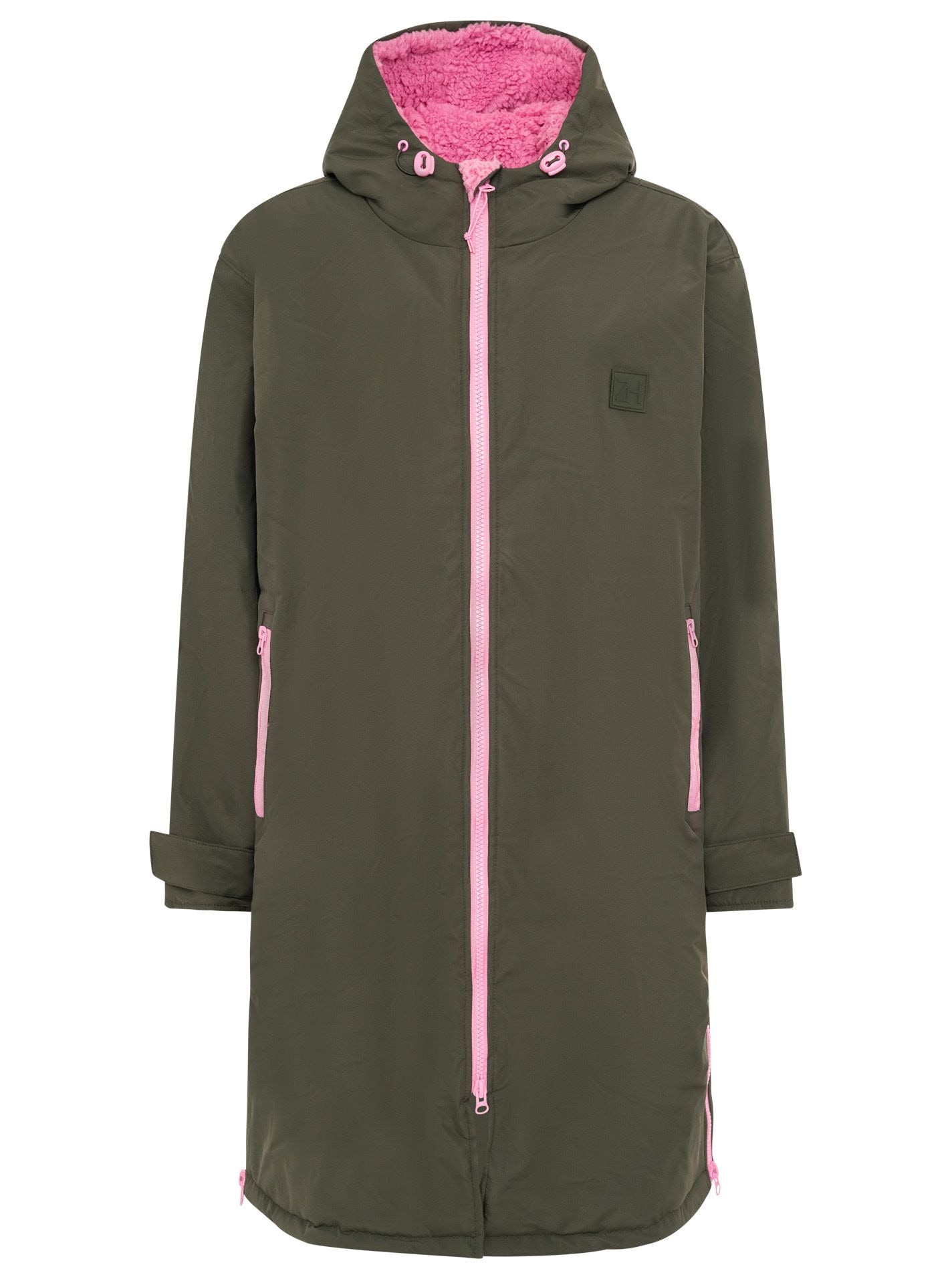 Zwillingsherz Kurzmantel »"Oversize Windjacke ZH"« seitliche Taschen, Kapuze, Reißverschluss, Teddy Futter, Oversized