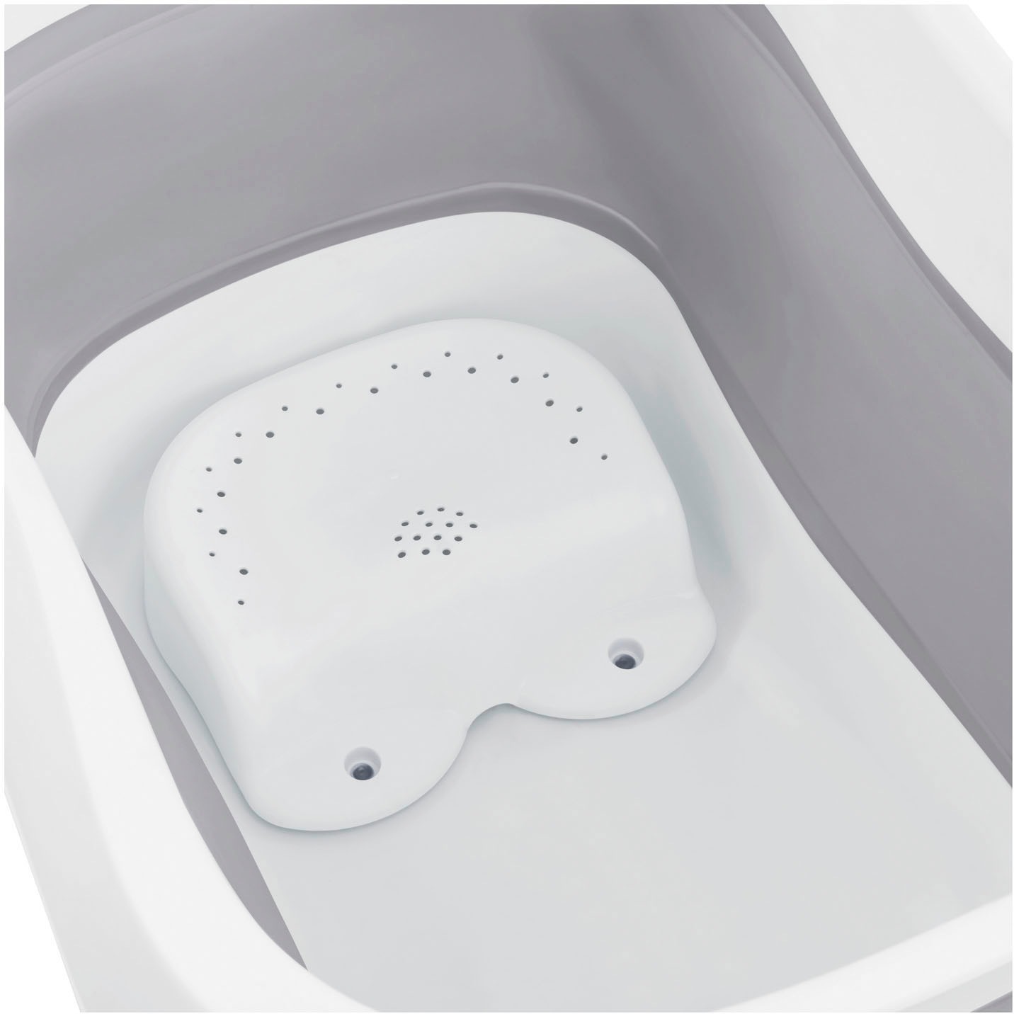 Hauck Babybadewanne »Wash N Fold L, White/Stone« Höhe 44 cm Standbeine | wärmeempfindlicher Ablaufstopfen | zusammenfaltbar Faltbadewanne mit Wassertemperaturmessung am Ablaufstopfen