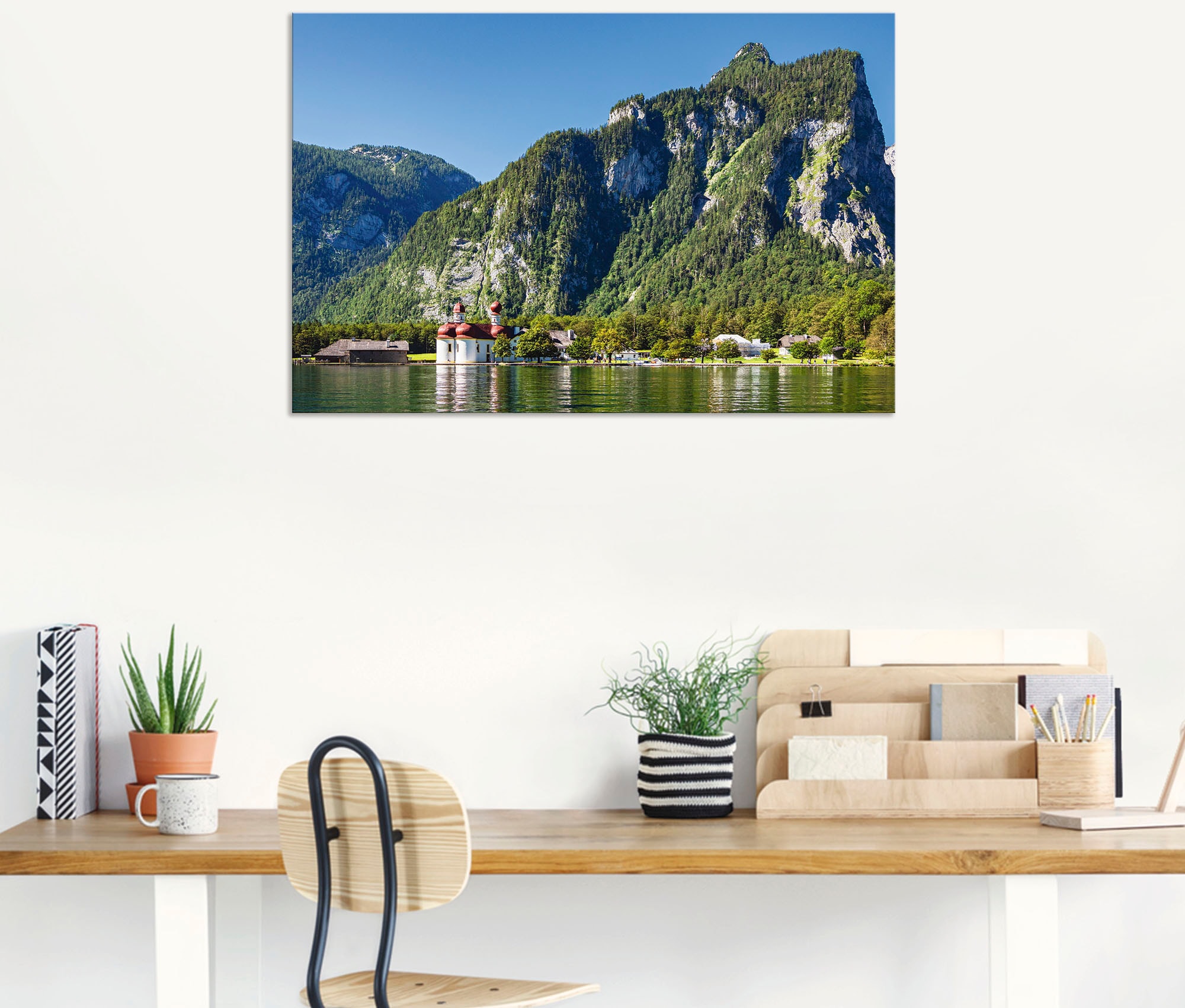 Artland Wandbild Leinwandbild, auf Größen Alpenbilder, & Poster Alubild, St.), in Wandaufkleber auf »Blick Königssee«, als Raten Berge den bestellen (1 versch. oder