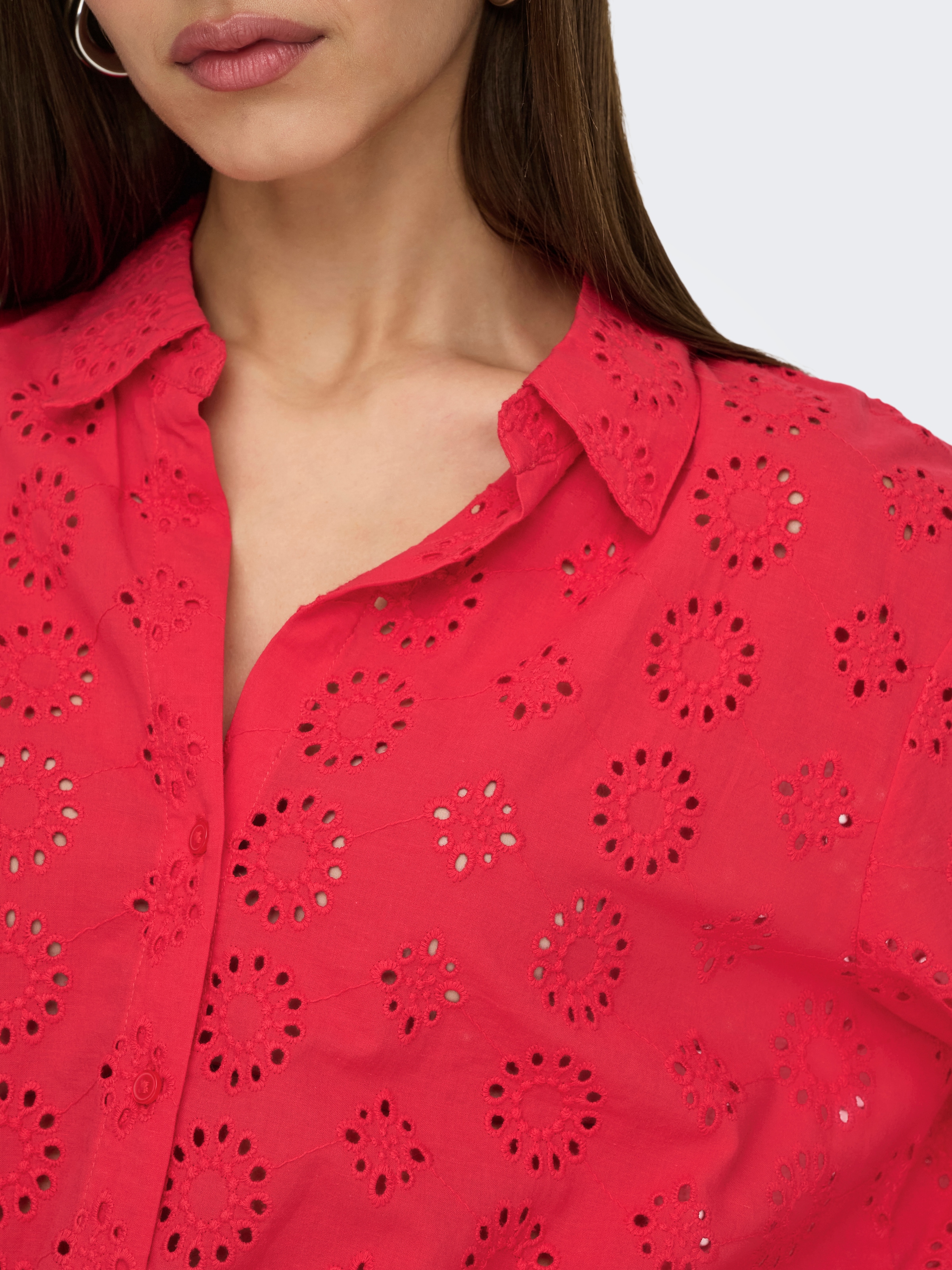 JDY Hemdbluse »JDYTALLIE 3/4 LONG SHIRT WVN NOOS«, mit Lochstickerei-Detail