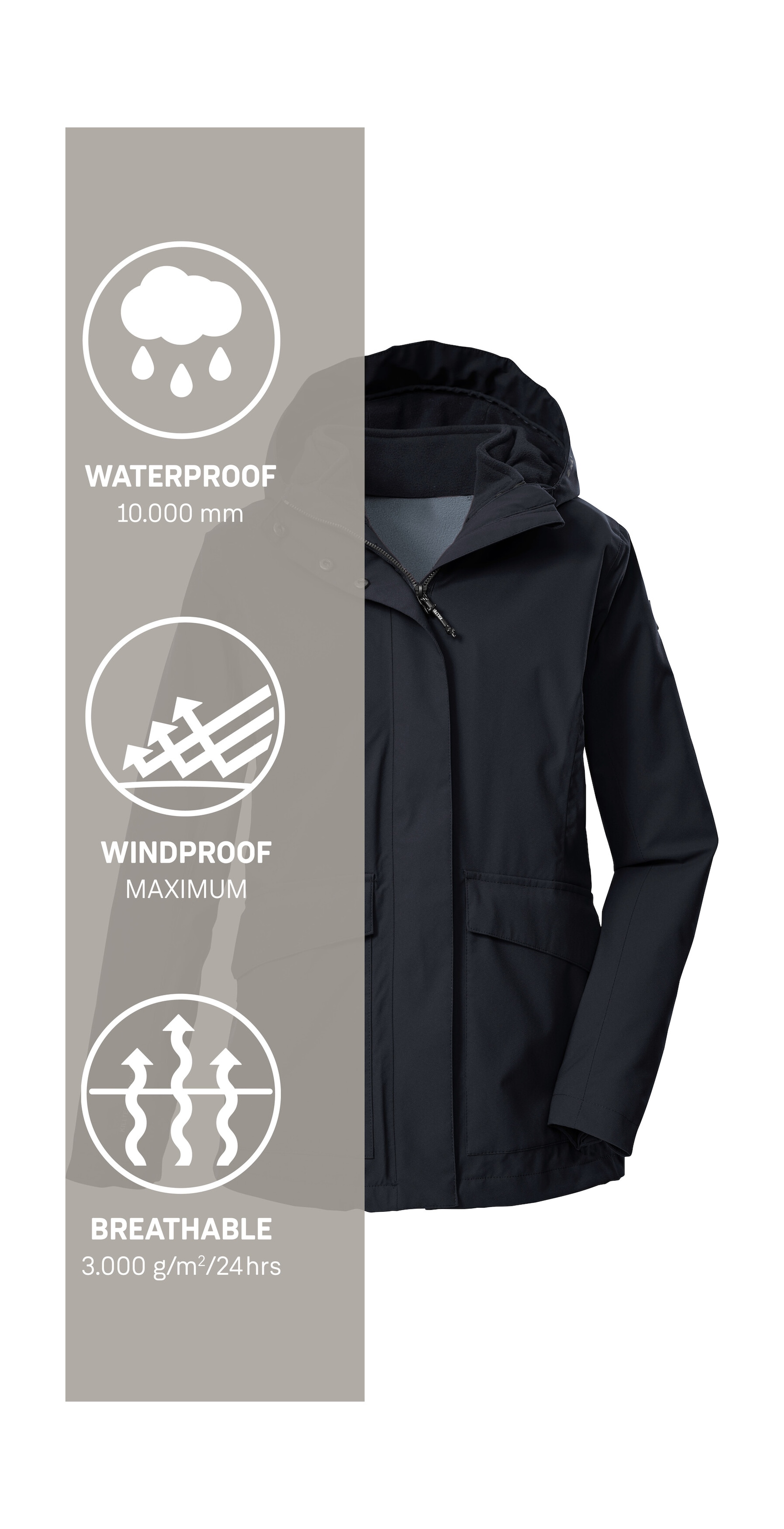 Killtec 3-in-1-Funktionsjacke »KOW 189 WMN JCKT« 3 in 1 Damenjacke: wasserdicht, atmungsaktiv, Fleece einzippen