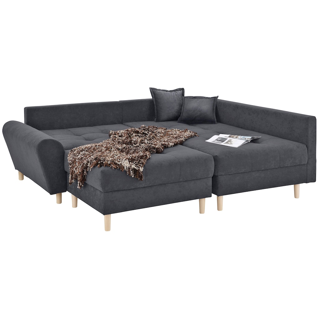 Home affaire Ecksofa »Rice«, (Set, mit Hocker)