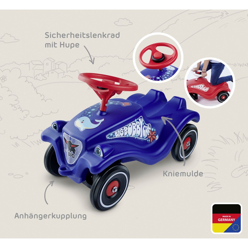 BIG Rutscherauto »BIG-Bobby-Car-Classic Ocean«, Made in Germany; mit Ozean-Aufklebersatz