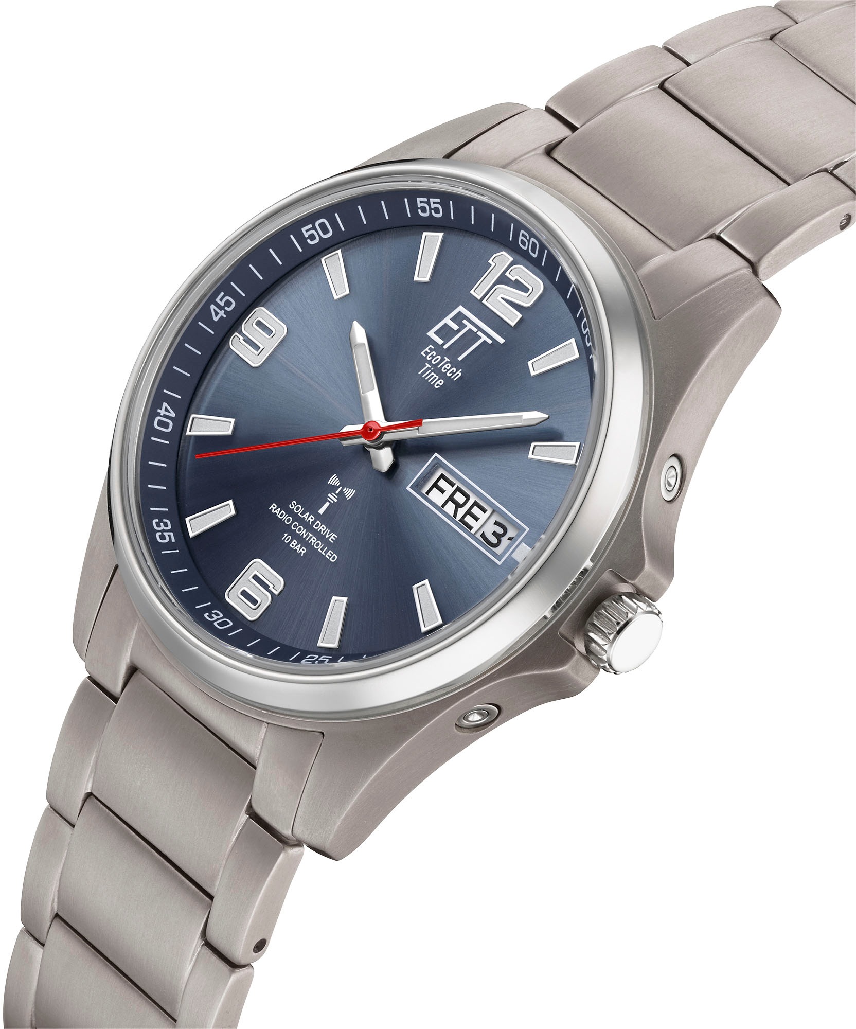 ETT Funkuhr »Everest«, Armbanduhr, Herrenuhr, Datum, Solar