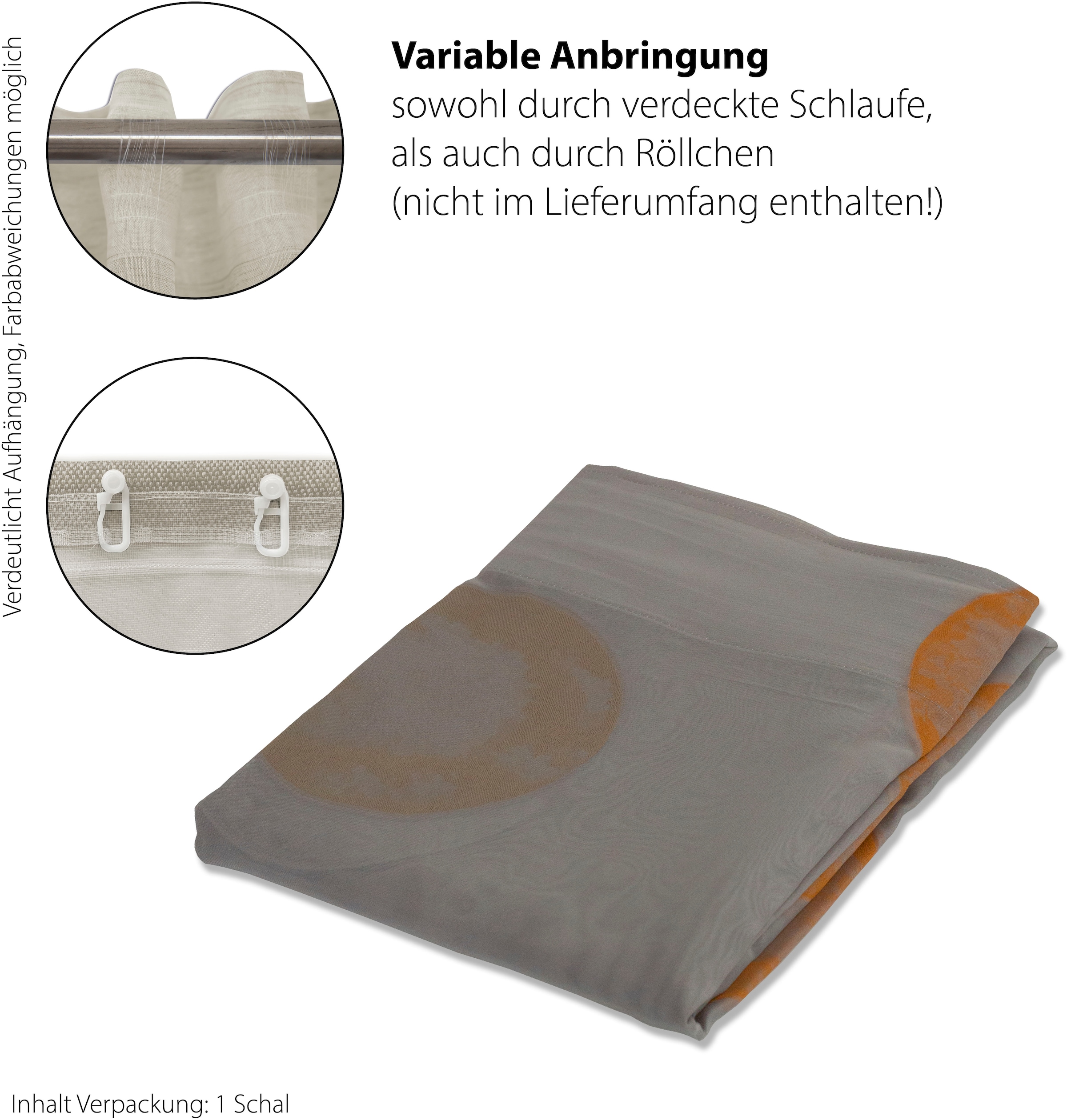 HOMING Vorhang »Kaleo«, (1 St.), Vorhang mit verdeckten Schlaufen Kaleo weiß/grau 140x245cm