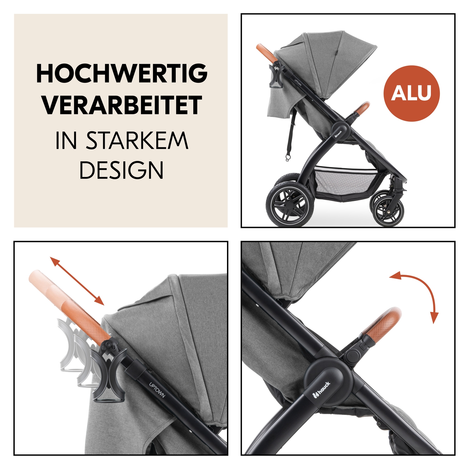 Hauck Kinder-Buggy »Uptown, Black Melange Grey«, 22 kg, bis 22 kg belastbar