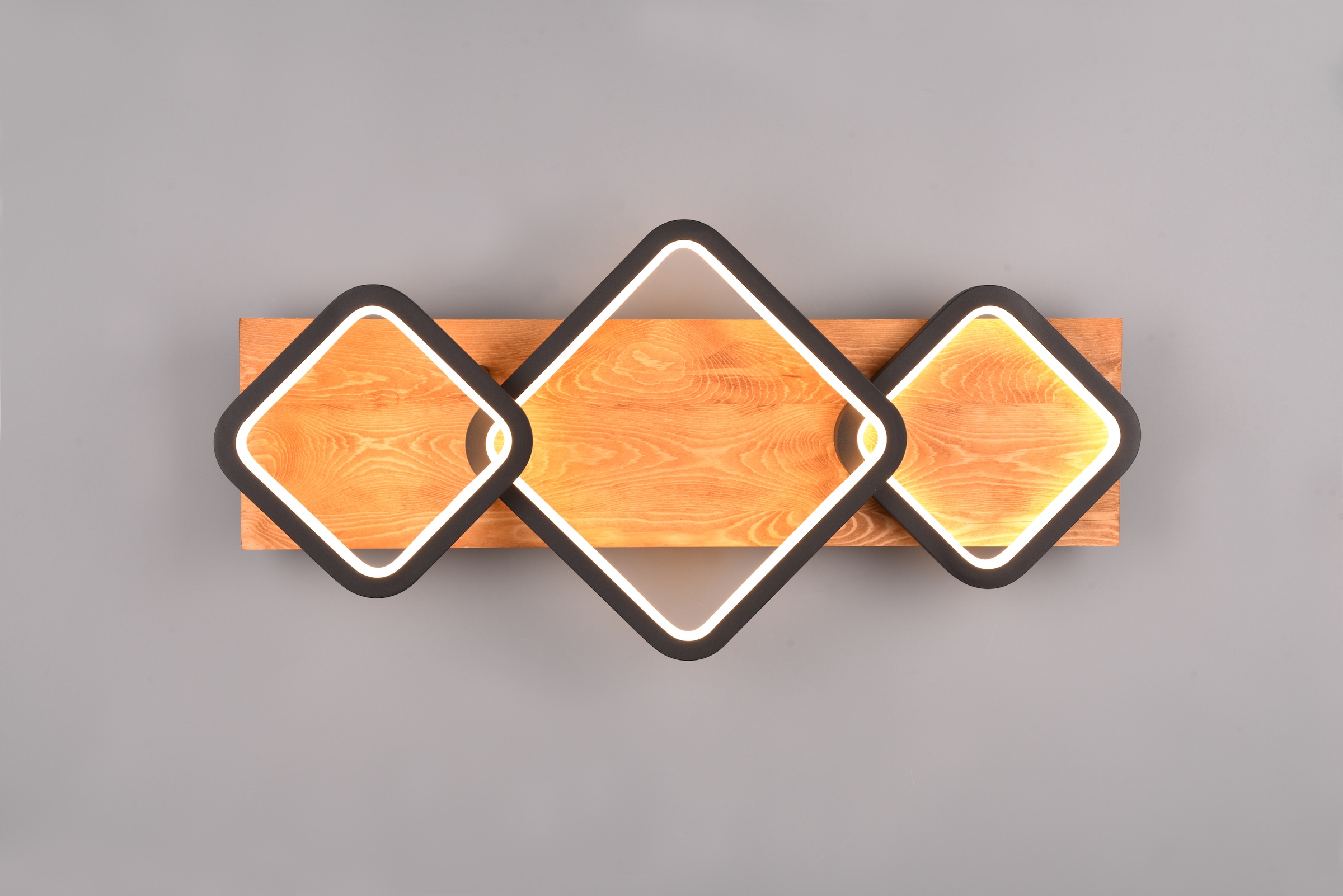 TRIO Leuchten LED Deckenleuchte »RAMA, LED Wandlampe oder Deckenlampe mit 4 Stufen Switch Dimmer«, 1 flammig, Leuchtmittel LED-Board | LED fest integriert, LED warmweiß & 3800 Lumen indirektes Licht Holz Deckenlampe Wohnzimmer
