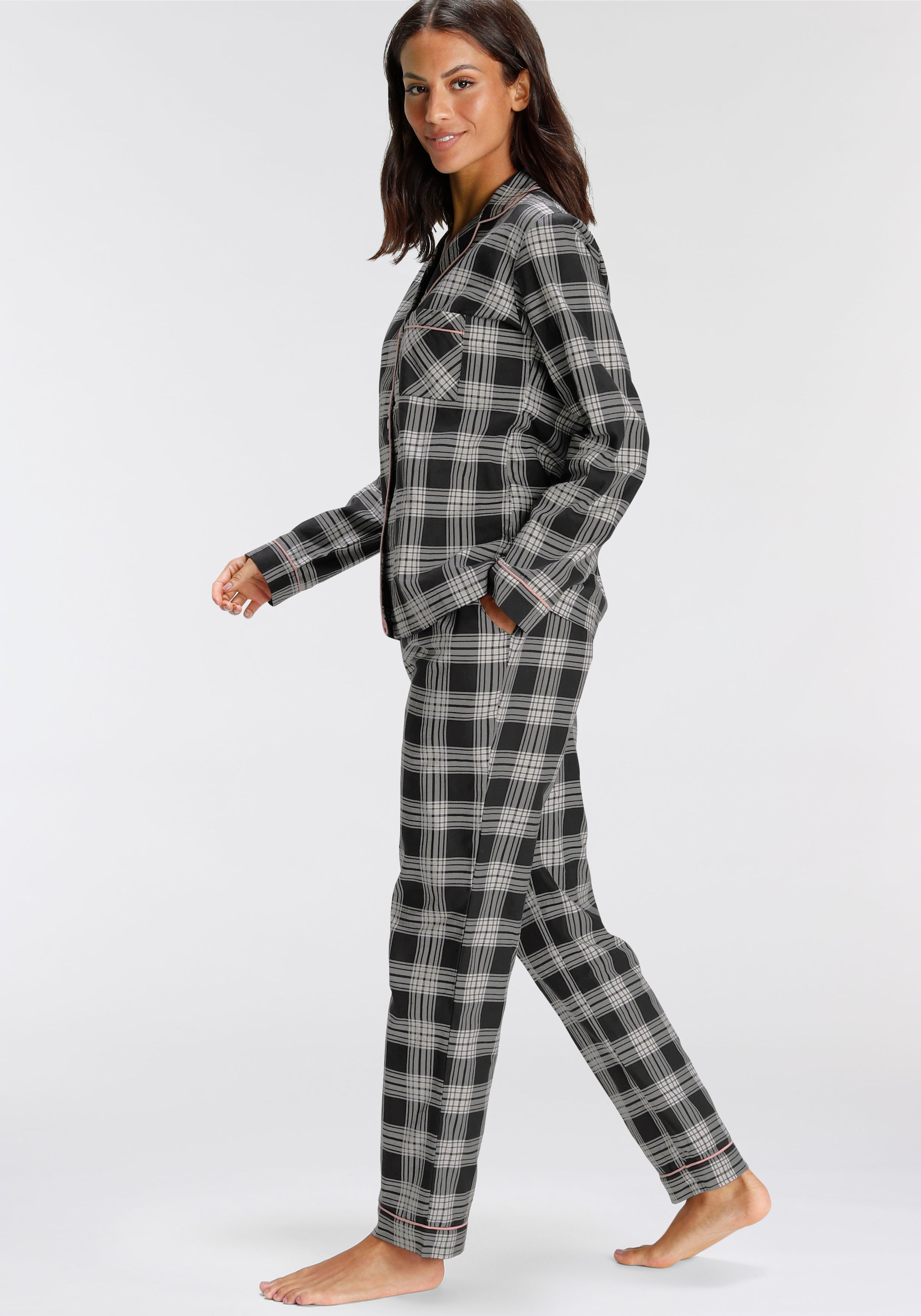 H.I.S Pyjama, (Set, 2 tlg.), aus Flanell mit Allover-Karomuster