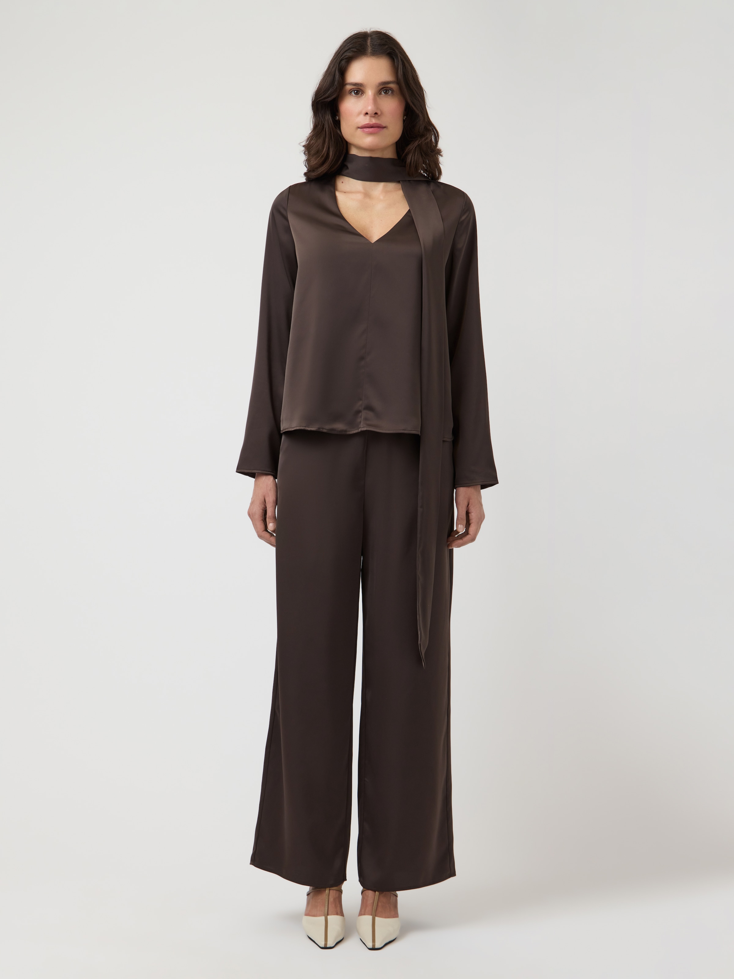 Y.A.S Anzughose »YASPELLA HW WIDE PANTS S. NOOS«  mit Stretch, glänzend