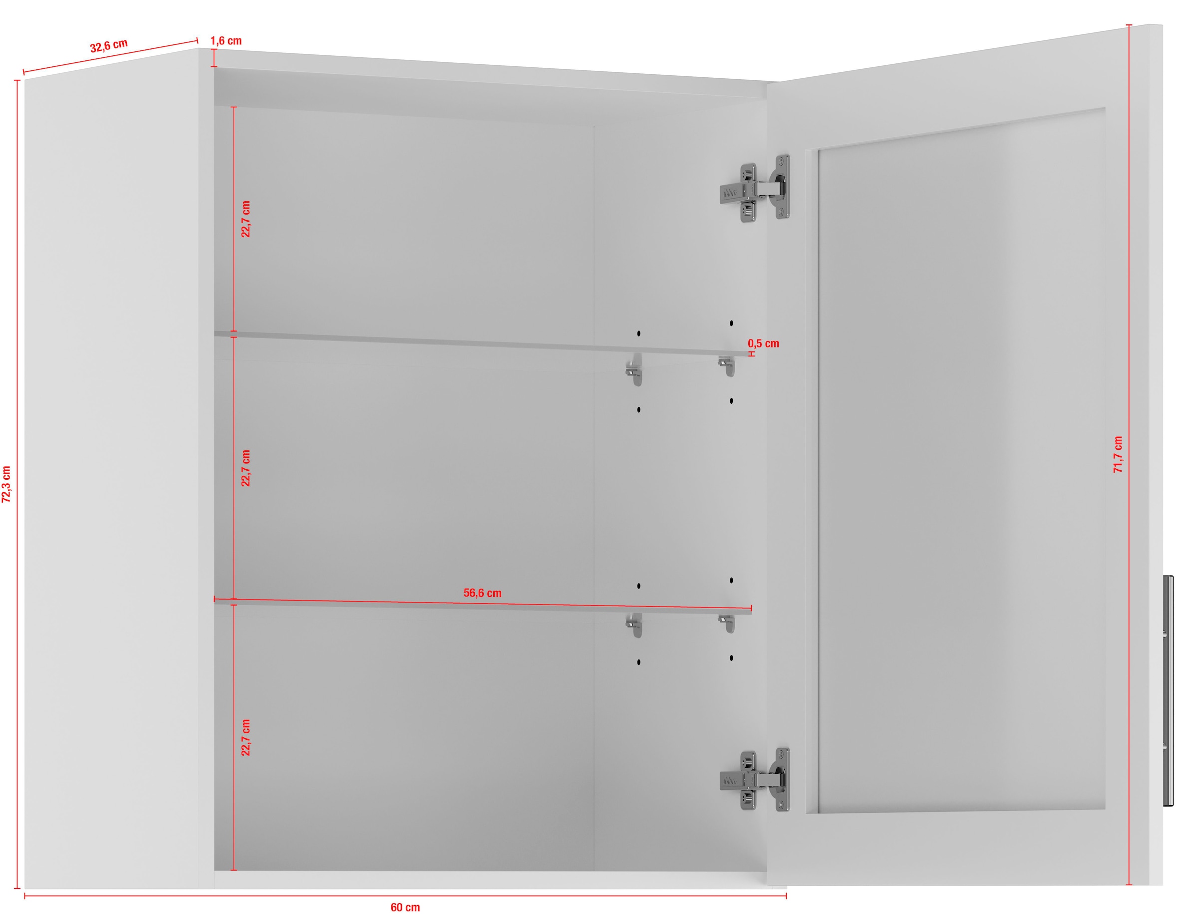 IMPULS KÜCHEN Glashängeschrank »"Prag", Breite/Höhe: 50 oder 60/72,3 cm«, vormontiert, mit Glasdrehtür, mit verstellbarem Glasfachboden