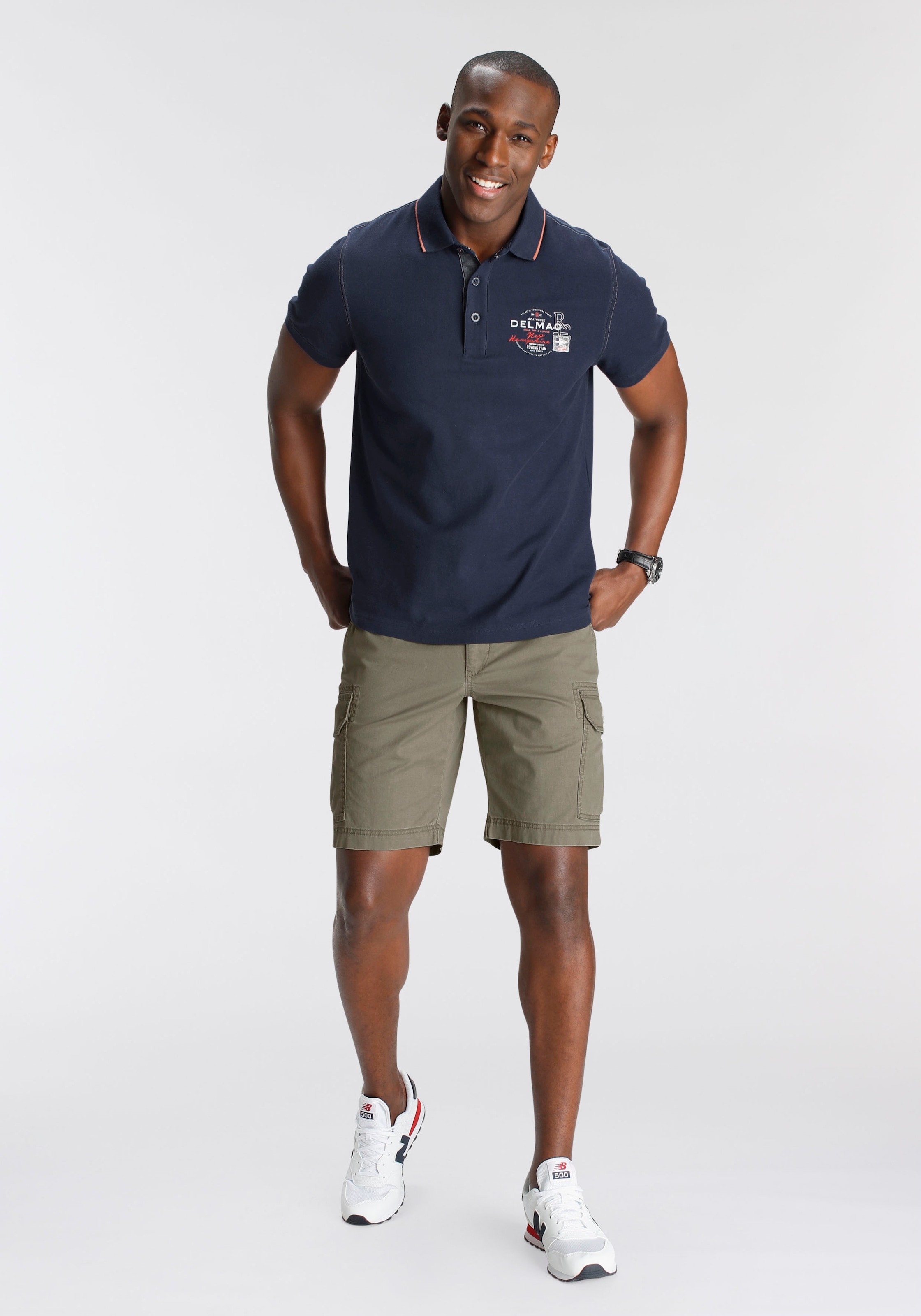 DELMAO Poloshirt, Kurzarm, mit Rippbündchen, Polokragen