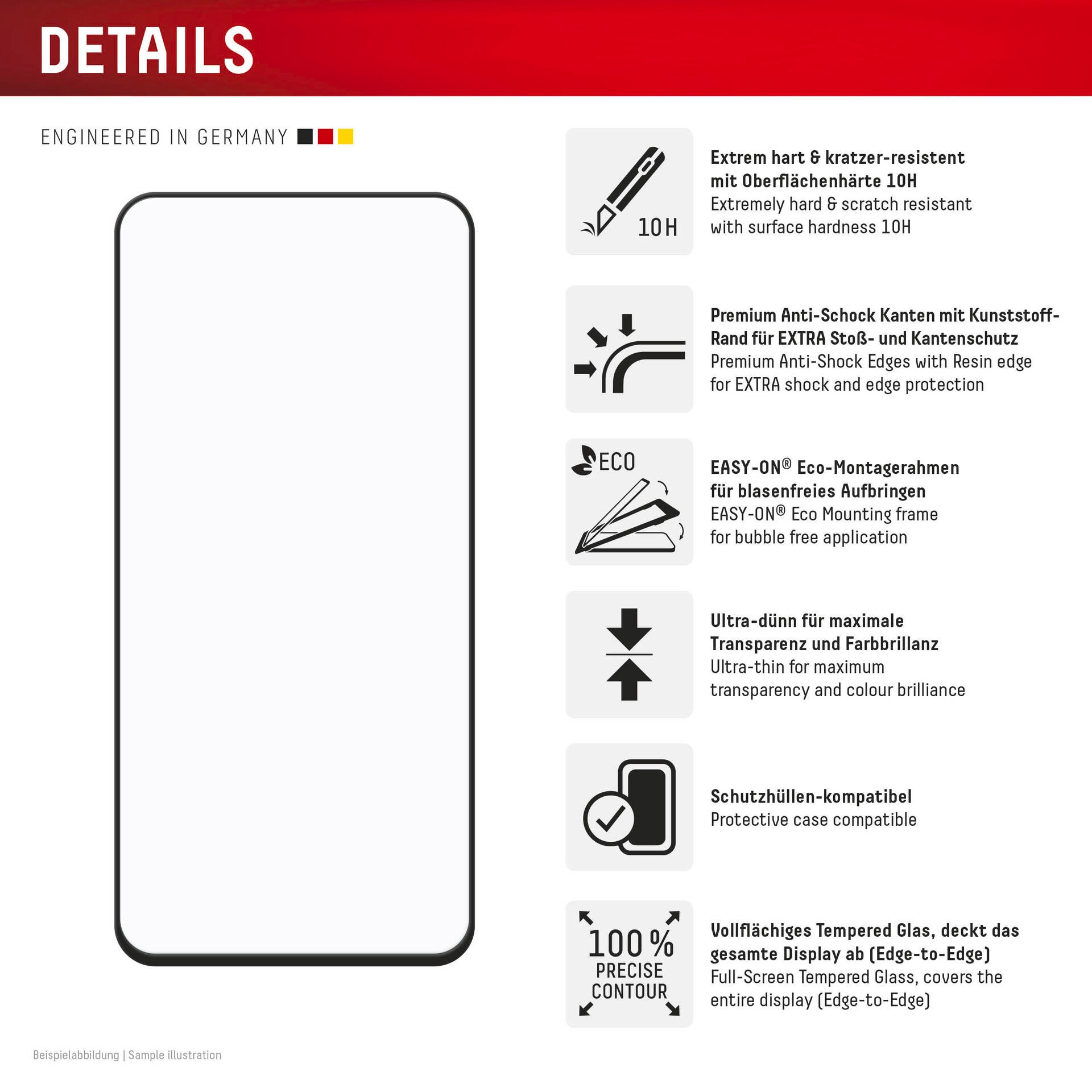 Displex Displayschutzglas »Real Glass Full Cover« Displayschutzfolie, Schutzfolie, Bildschirmschutz, kratz- & stoßfest