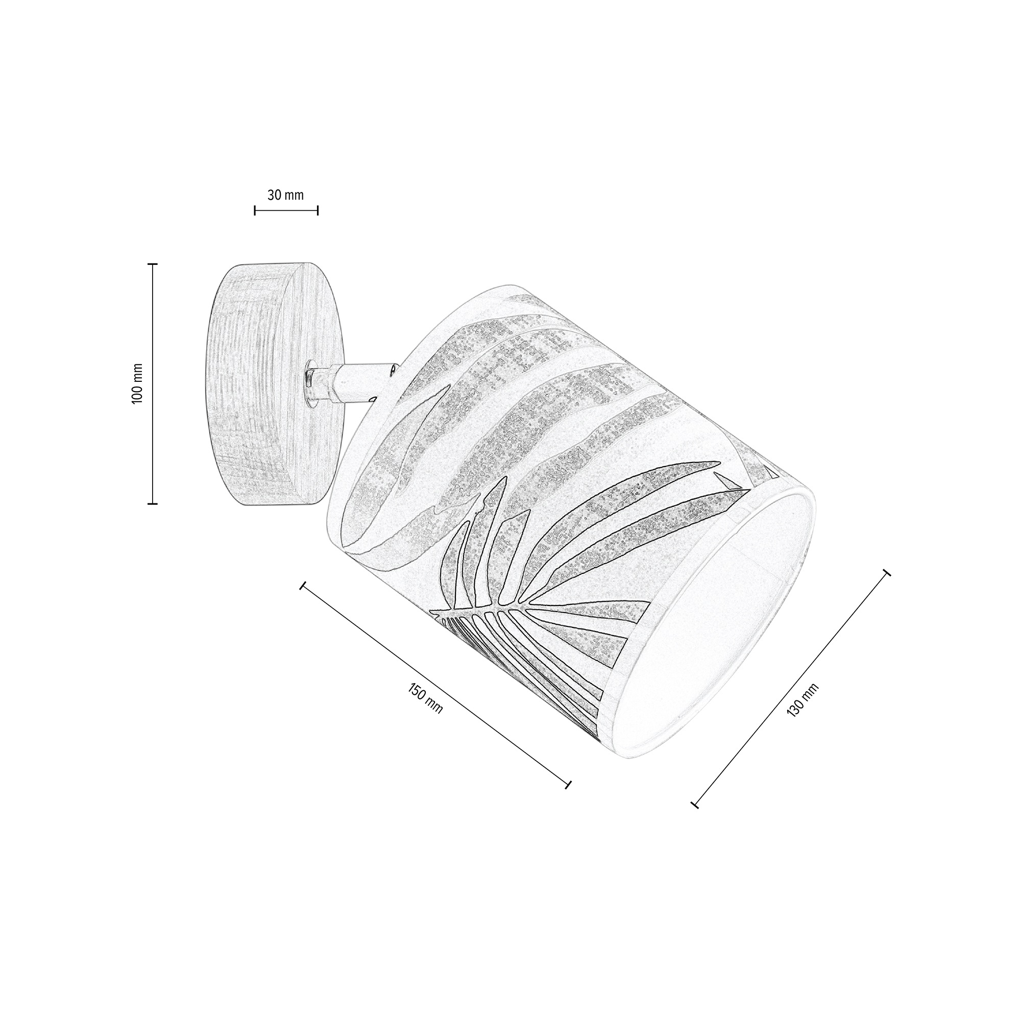 BRITOP LIGHTING Wandleuchte »HOJA«, 1 flammig, Leuchtmittel E27 | ohne Leuchtmittel, Schirme aus laminierter Tapete, Baldachin aus Eichenholz