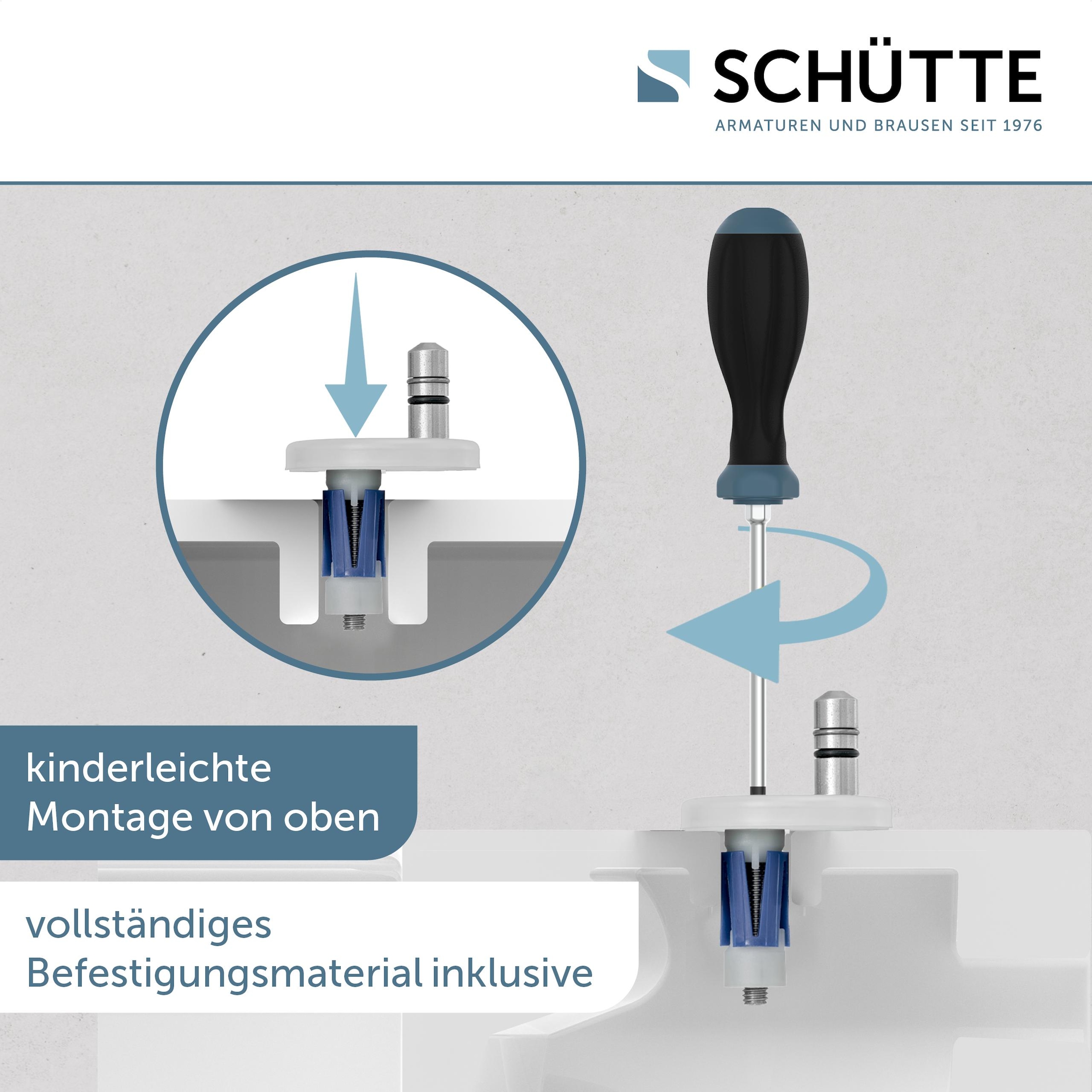 Schütte WC-Sitz »Duroplast, WHITE E-Form PRO 4«, (WC-Sitz, Befestigungsmaterial, Montageanleitung), mit Absenkautomatik und Schnellverschluss
