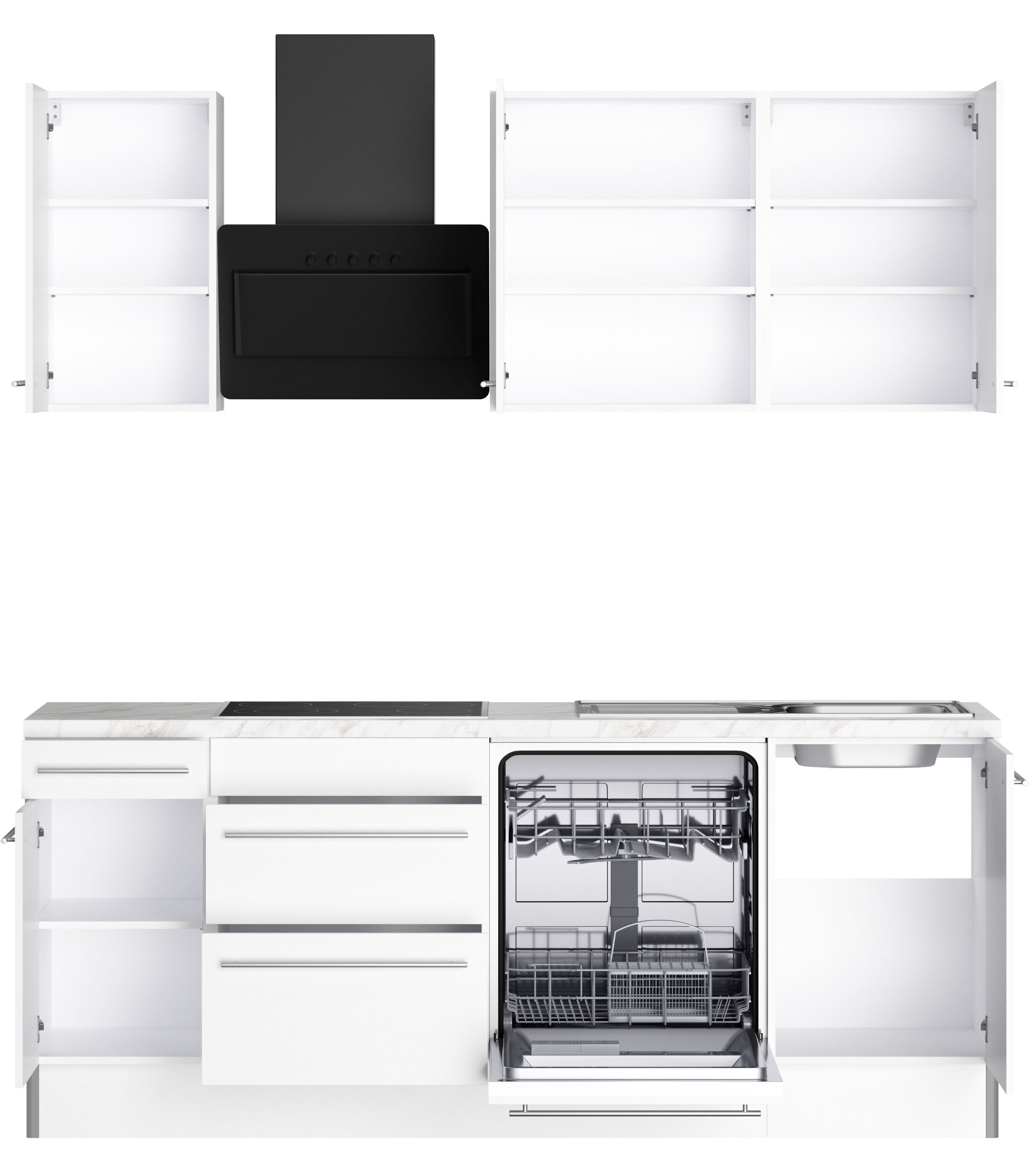 KOCHSTATION Küche »KS-Bern2« Breite 210 cm, wahlweise mit E-Geräten, für autarkes Kochfeld 60 cm