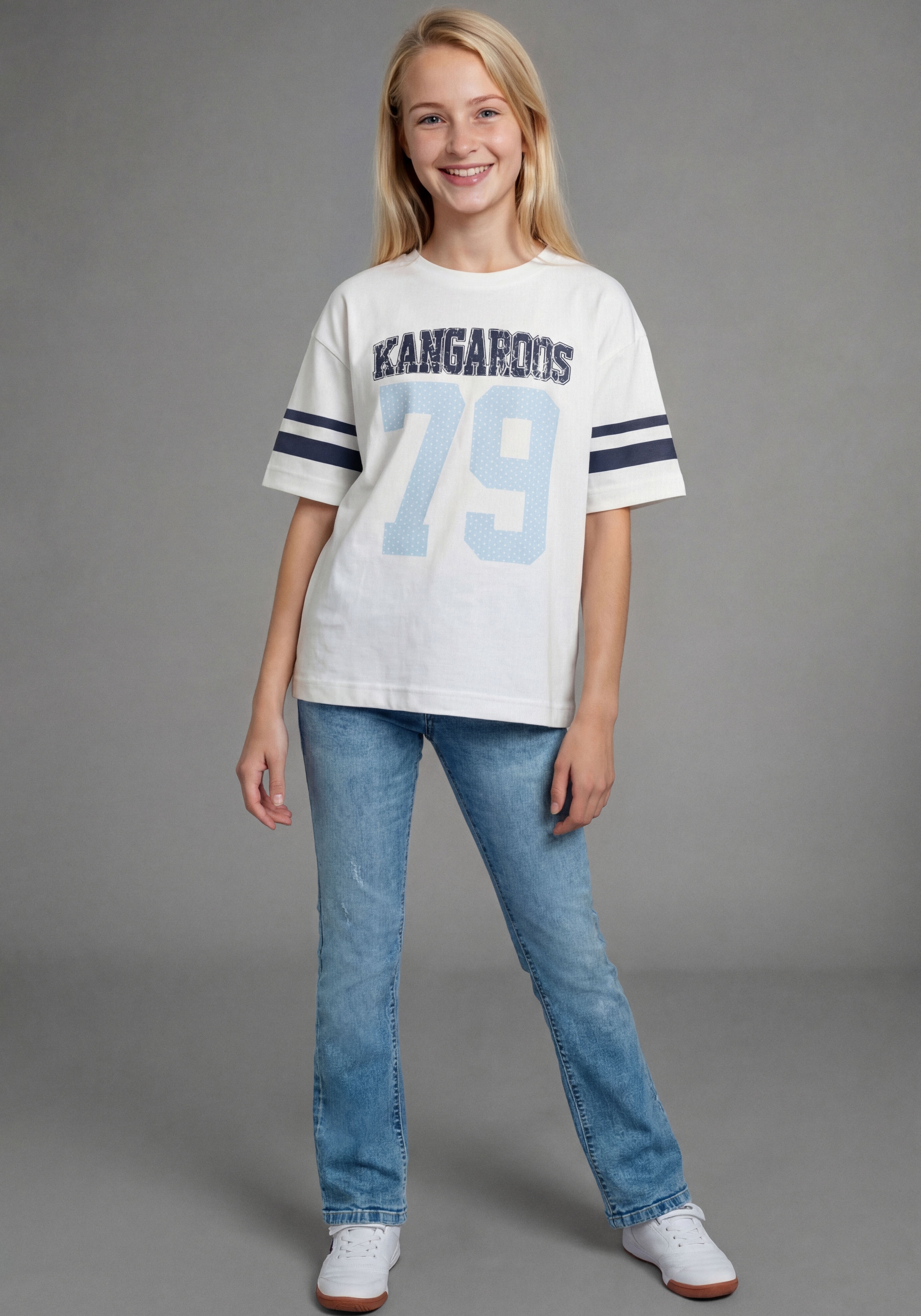 KangaROOS T-Shirt »Kangaroos Shirt im sportivem Look« lässige Passform, Kurzarm, mit modischem Print, aus Baumwolle