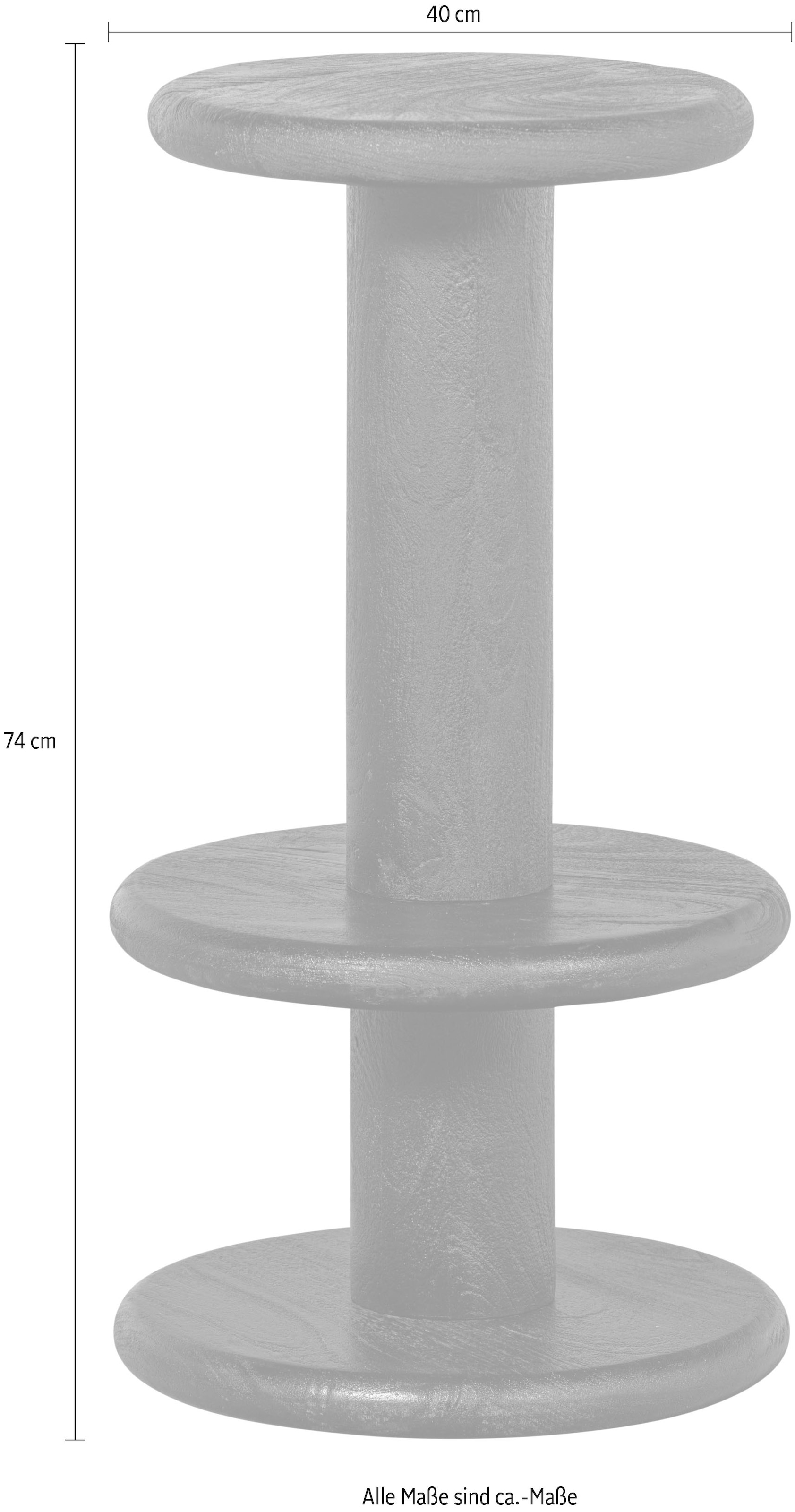 WOOOD Barhocker »Kolby«, aus Mangoholz, runde Form, H 74 cm x Ø 40 cm