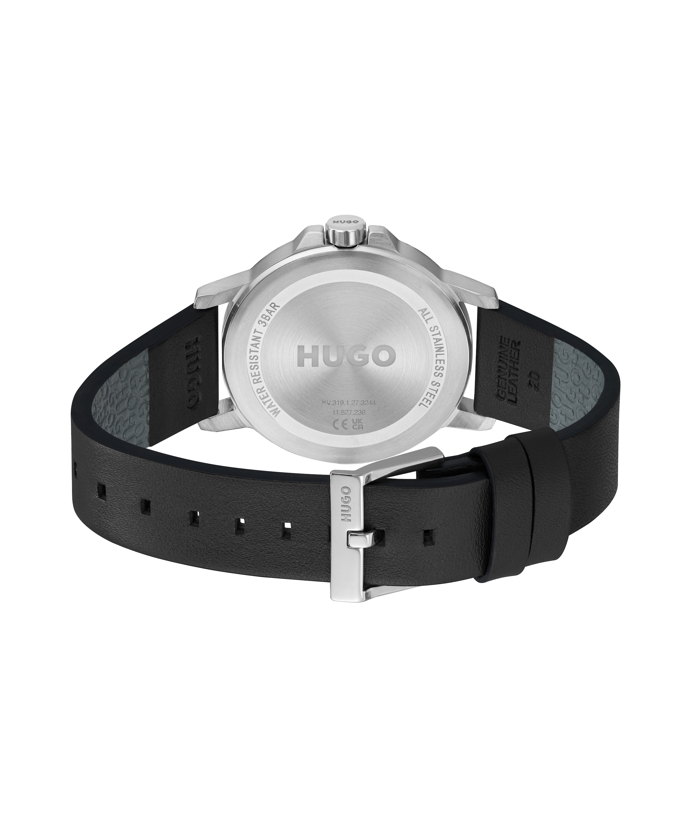 HUGO Quarzuhr »#SMOOTH« Armbanduhr, Herrenuhr, Lederarmband, analog