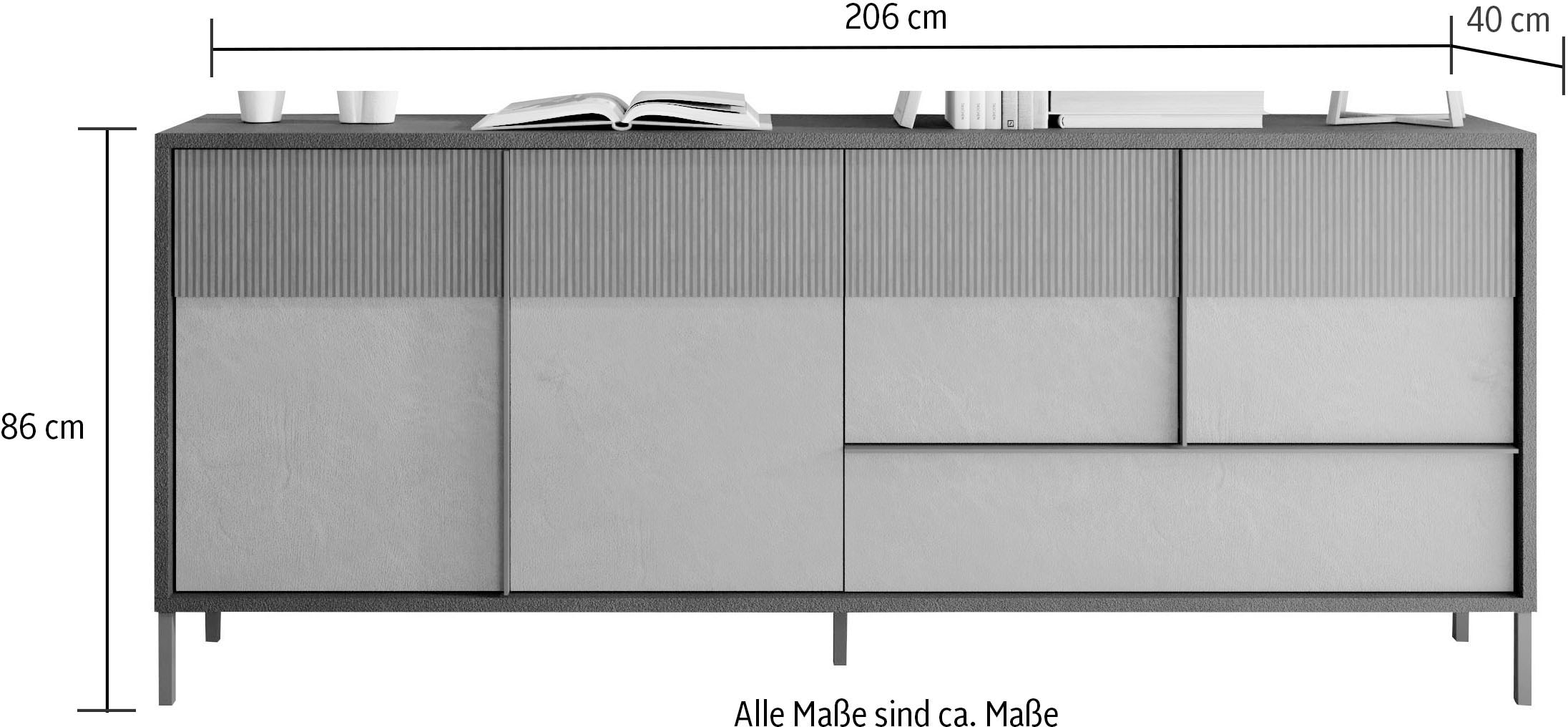 INOSIGN Sideboard »Everest Breite 206 cm, Kommode mit 4 Türen u. 1 Schubkasten«, Anrichte, Soft/Self Closing, Korpus 22 mm