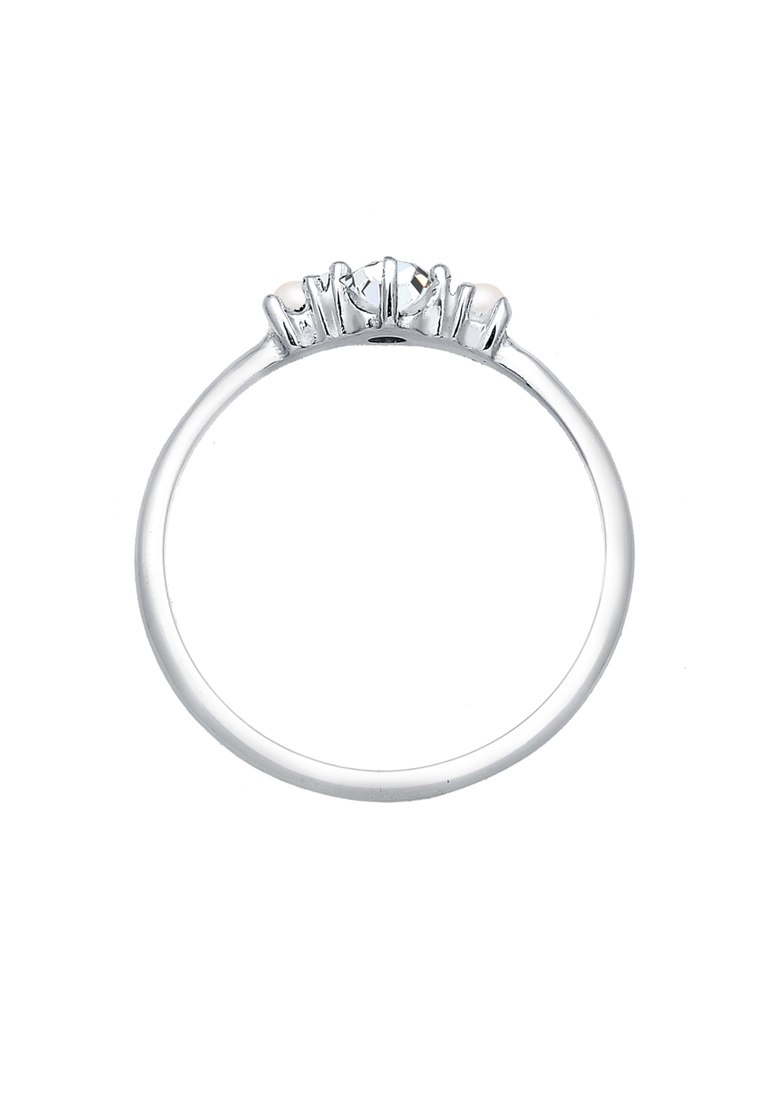 Elli Verlobungsring »Ring Glas Kristalle Synthetische Perle Weiß 925 Sterling Silber«