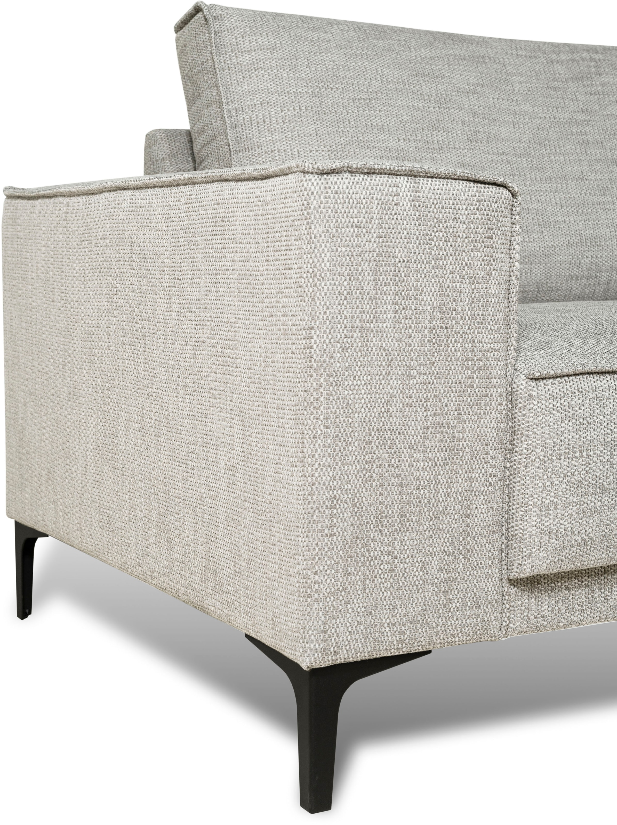 Places of Style Wohnlandschaft »XXL Sofa Oland, Struktur, Flachgewebe, Luxus-Microfaser, Boucle«, U-Form, 342 cm, Wellenunterfederung, Skandi-Design, Metallfüße