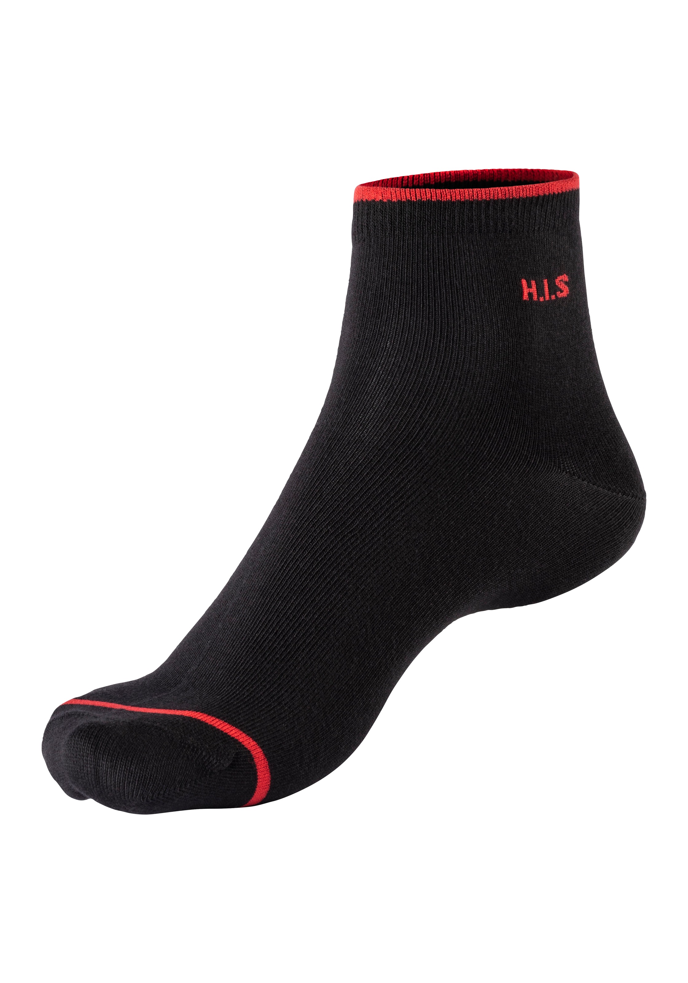 H.I.S Kurzsocken, (Packung, 7 Paar), mit farbigen Bündchen