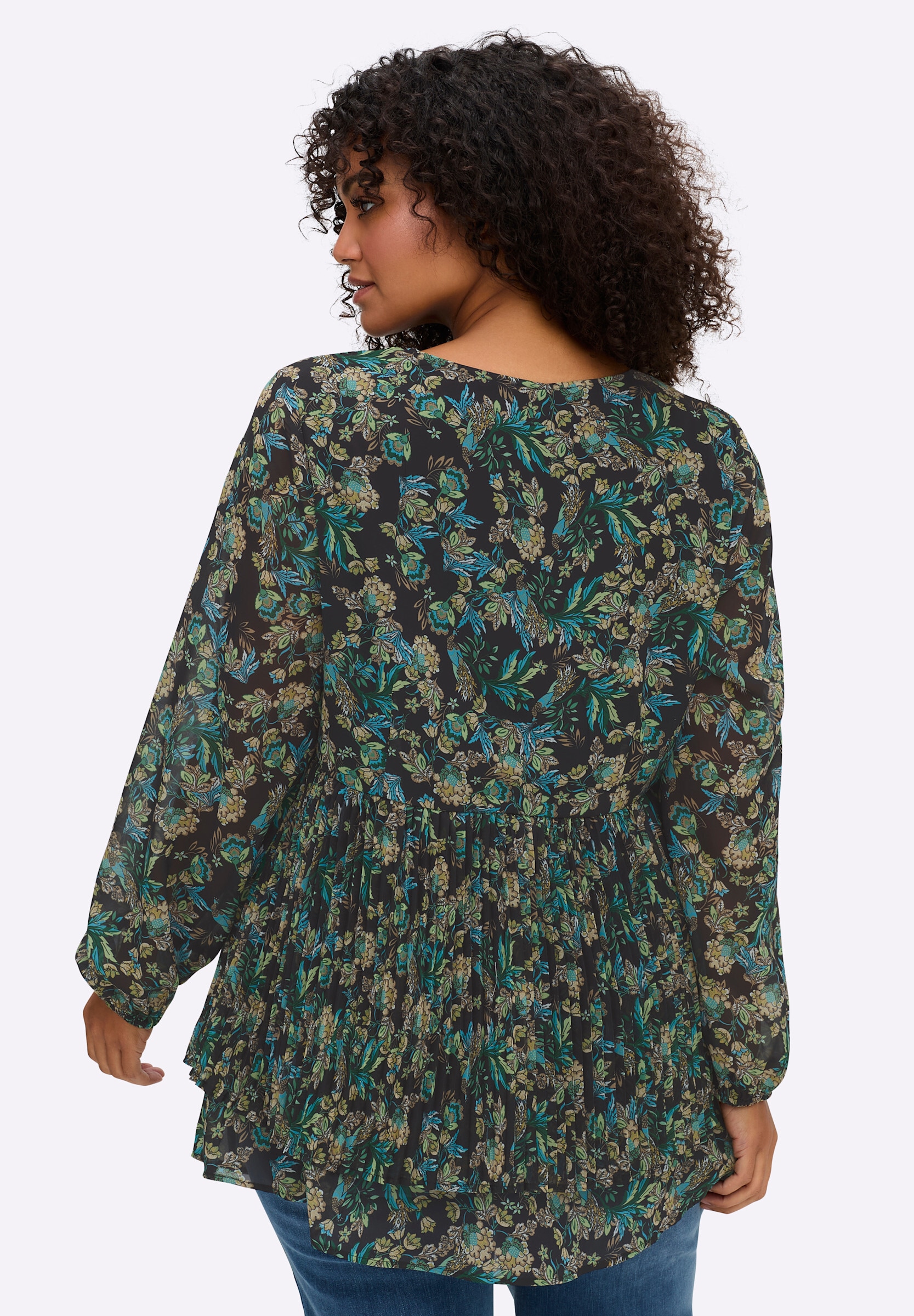sheego by Joe Browns Longbluse »Tunika Tunika aus Chiffon, mit Plisseefalten«