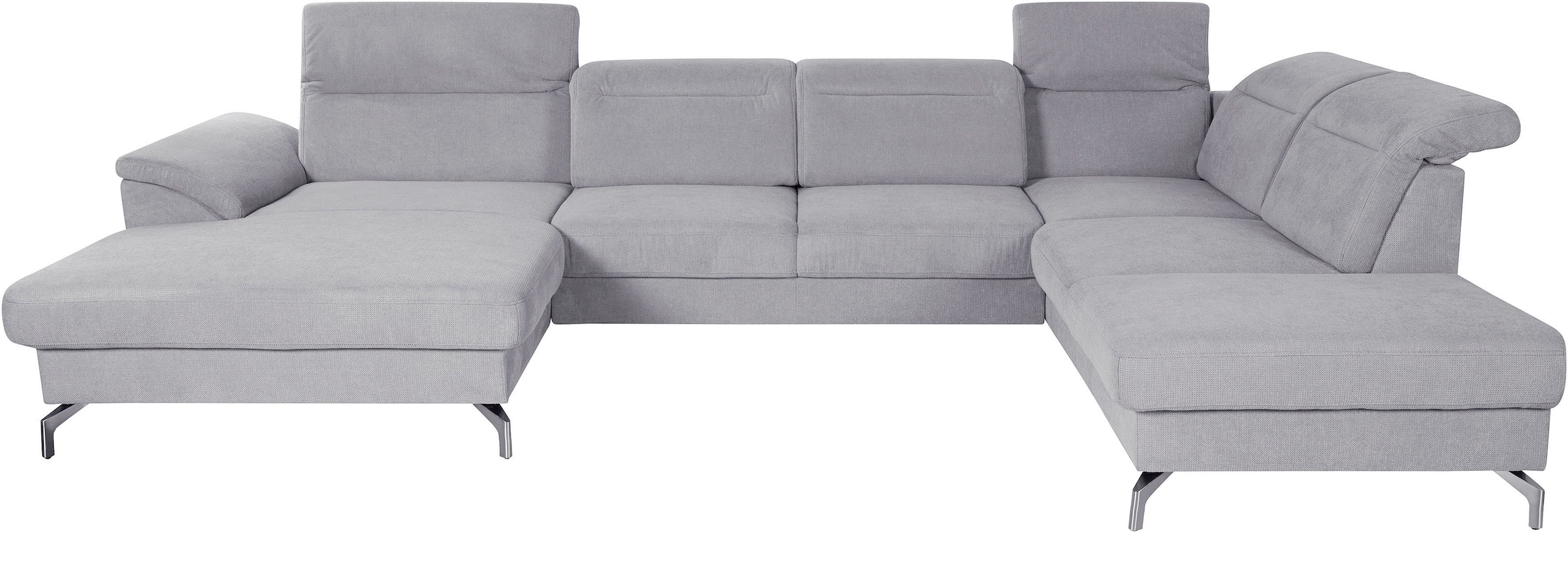 sit&more Wohnlandschaft »Percy U-Form«, 15 cm Fußhöhe, Sitztiefenverstellung, wahlweise in 2 Fußfarben