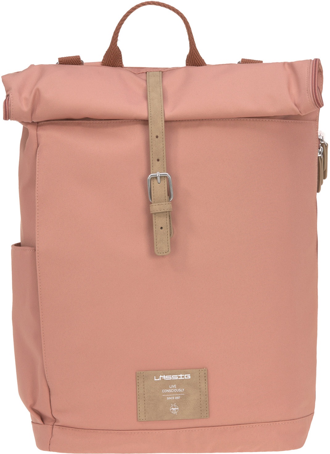 LÄSSIG Wickelrucksack »Green Label, Rolltop, cinnamon«, PETA-approved vegan; zum Teil aus recyceltem Material