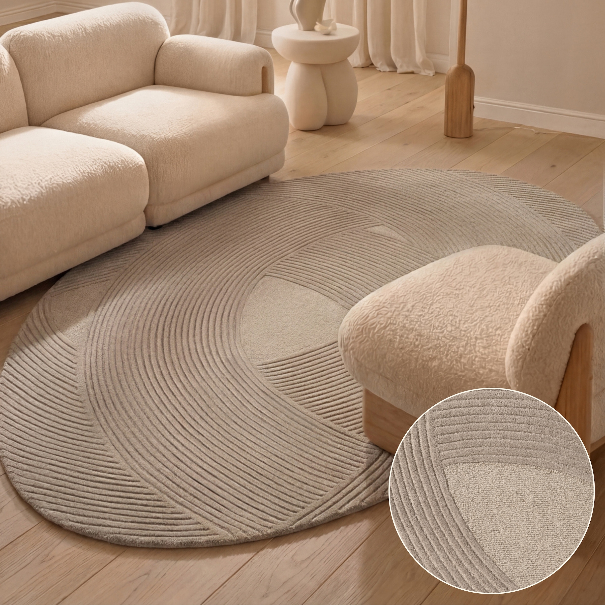 Ted Baker Wollteppich »Wollteppich Victoria« rechteckig 18 mm Höhe Naturteppich Wolle, Hoch-Tief-Design, Wohnzimmer, Schlafzimmer