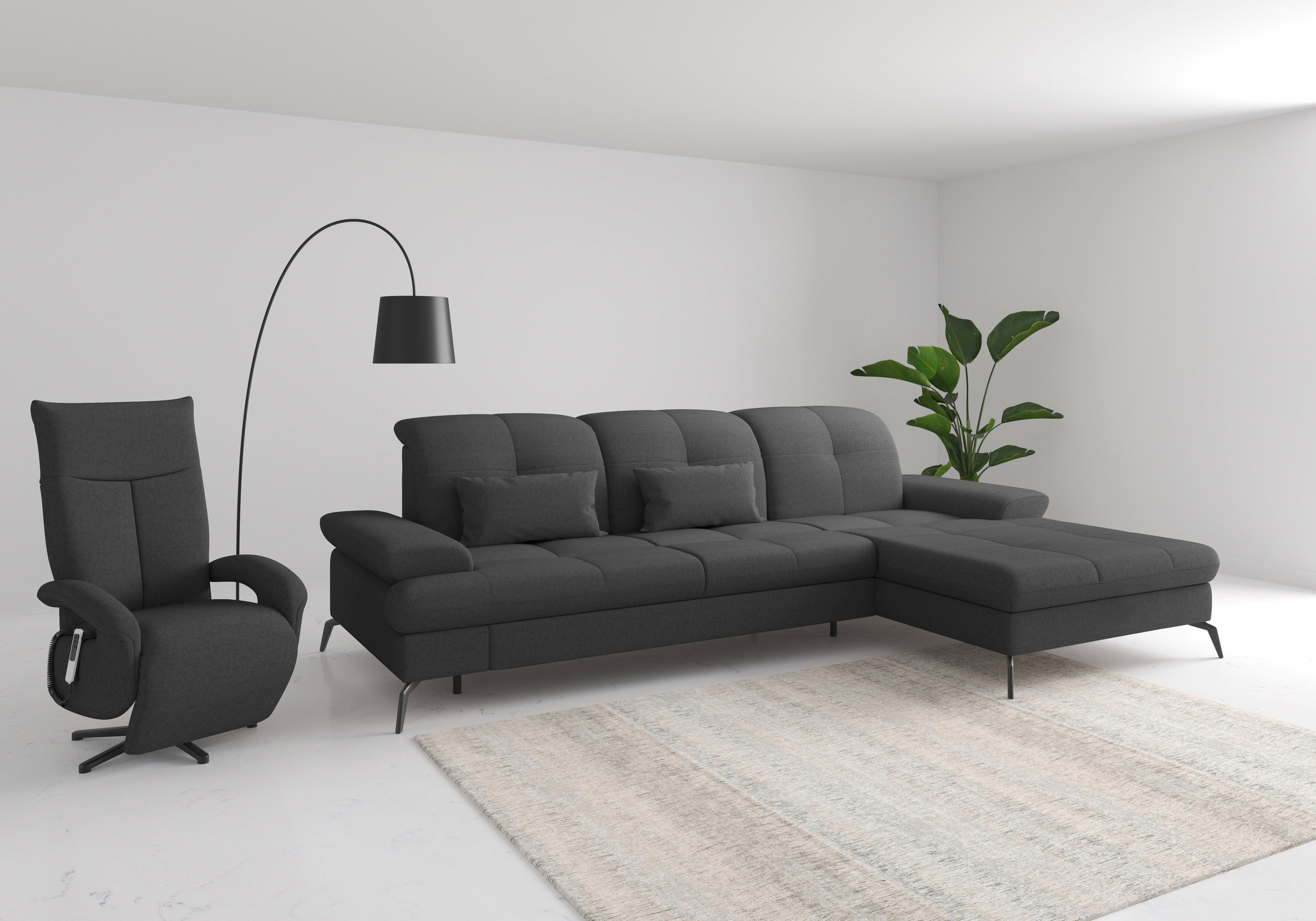 sit&more Ecksofa »Amica, L-Form, inkl. Sitztiefenverstellung & Armteilverstellung« wahlweise mit Bettfunktion, Bettkasten und Kopfteilverstellung