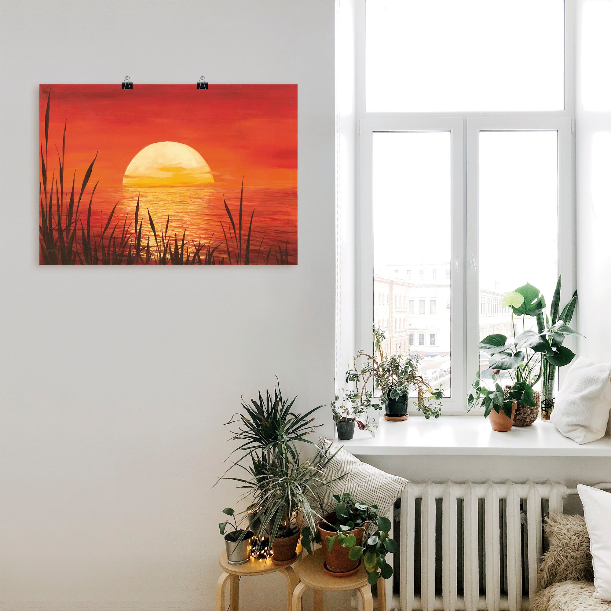 Artland Wandbild »Roter Sonnenuntergang am Ozean« Bilder vom Sonnenuntergang & -aufgang 1 Stk. tlg. als Alubild, Outdoorbild, Leinwandbild, Poster, Wandaufkleber