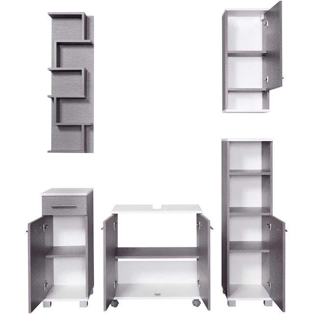 Schildmeyer Badmöbel-Set »Rhodos«, (Set, 5 St.), mit Metallgriffen,  verstellbare Einlegeböden auf Raten bestellen