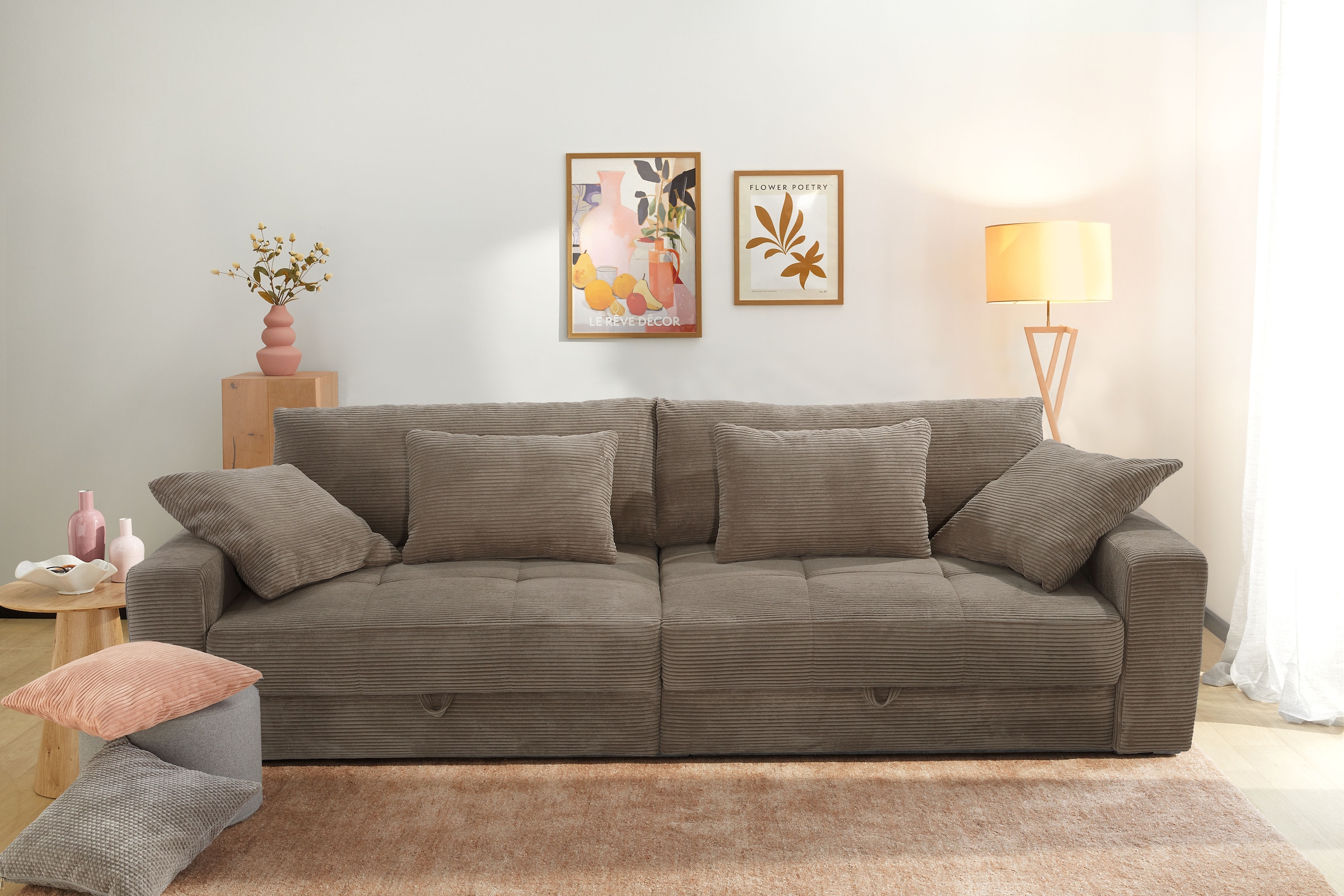 Jockenhöfer Gruppe Big-Sofa »Space XL, B: 284 cm« Mega-Sofa mit Bettkasten & 4 Zierkissen