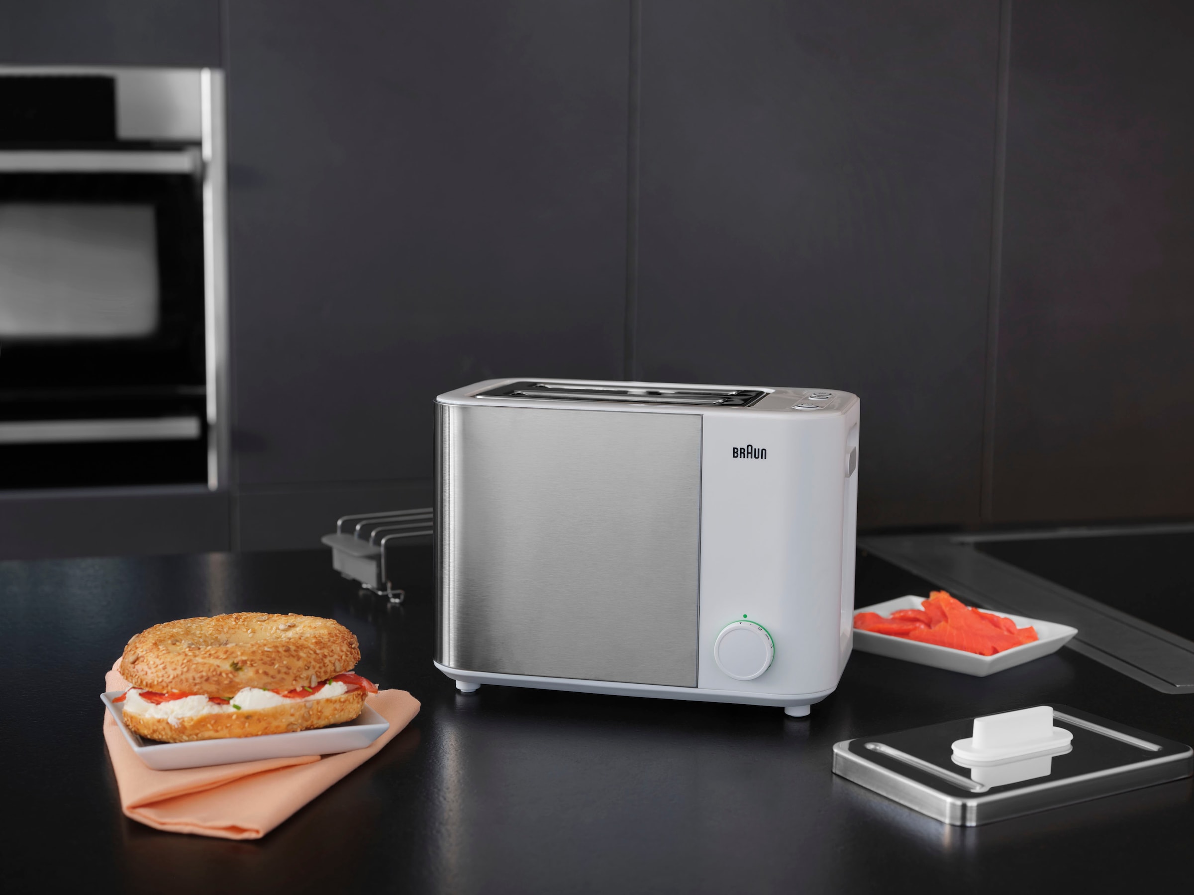 Braun Toaster »HT 5010.WH weiß silber ID Collection«, 2 kurze Schlitze, 1000 W