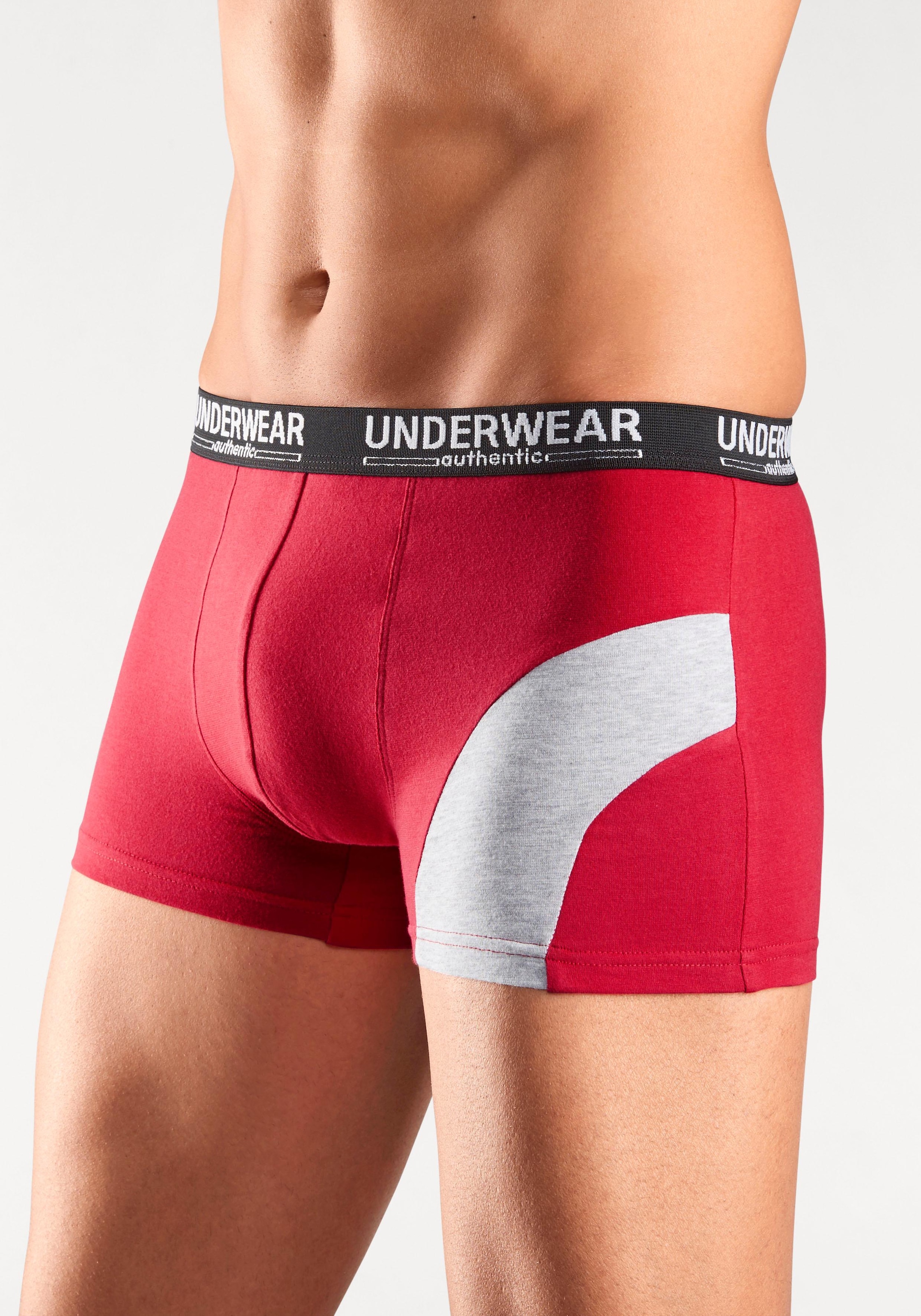 UNDERWEAR ♕ 4 Boxer, AUTHENTIC mit St.), bei kontrastfarbenen Einsatz (Packung,