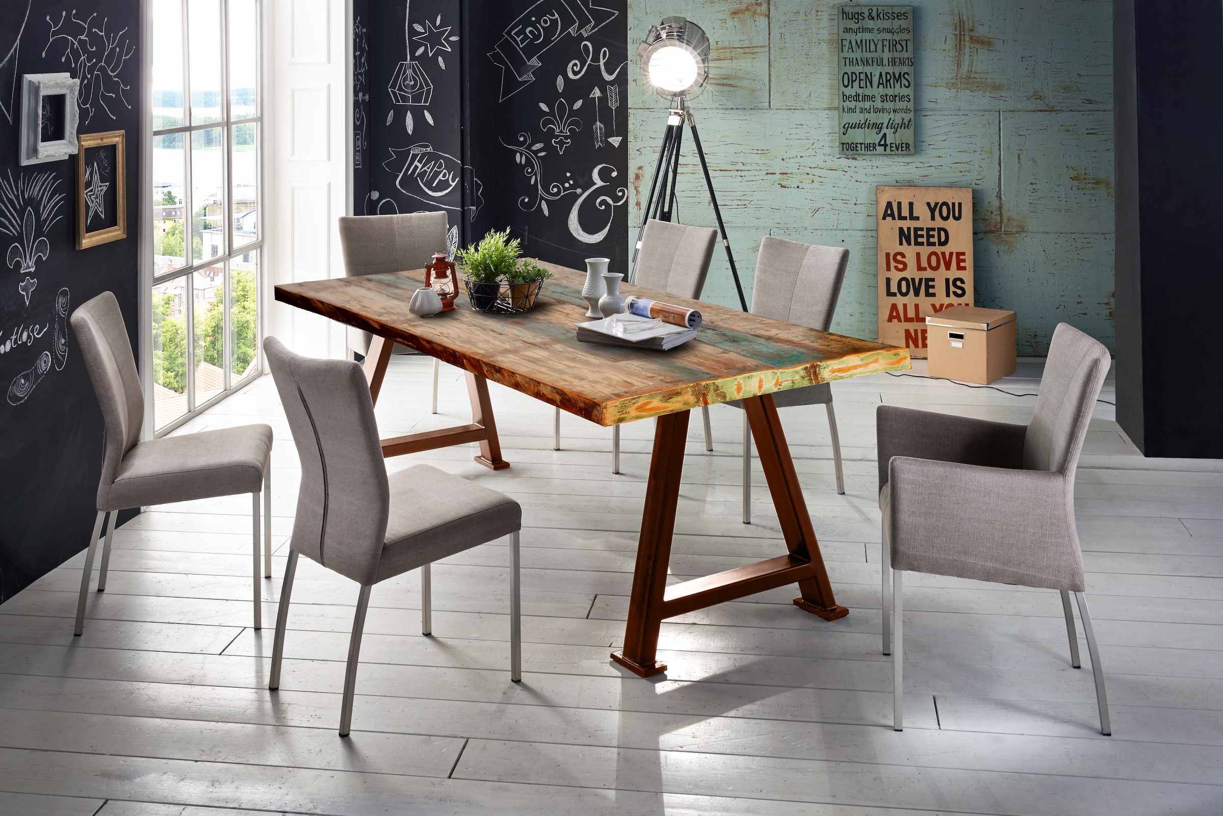 SIT Tischplatte aus recyceltem Altholz, in Vintage Optik