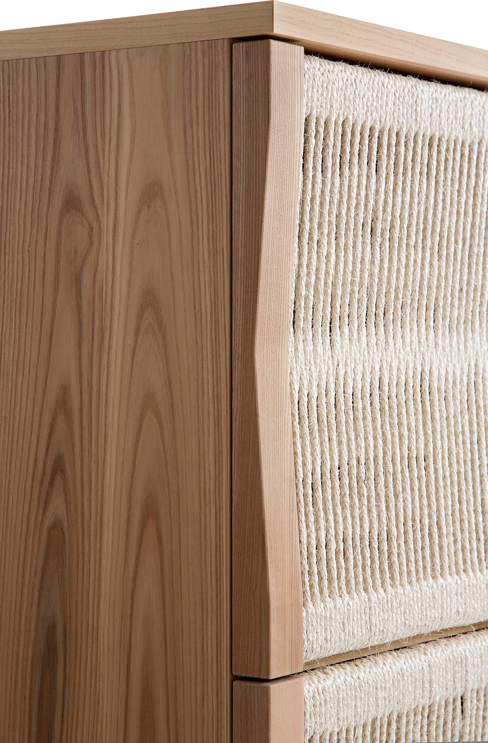 Woodman Highboard »Lidia«, mit Türenfronten aus geflochtenem nartürlichem Hanfseil, Breite 90 cm