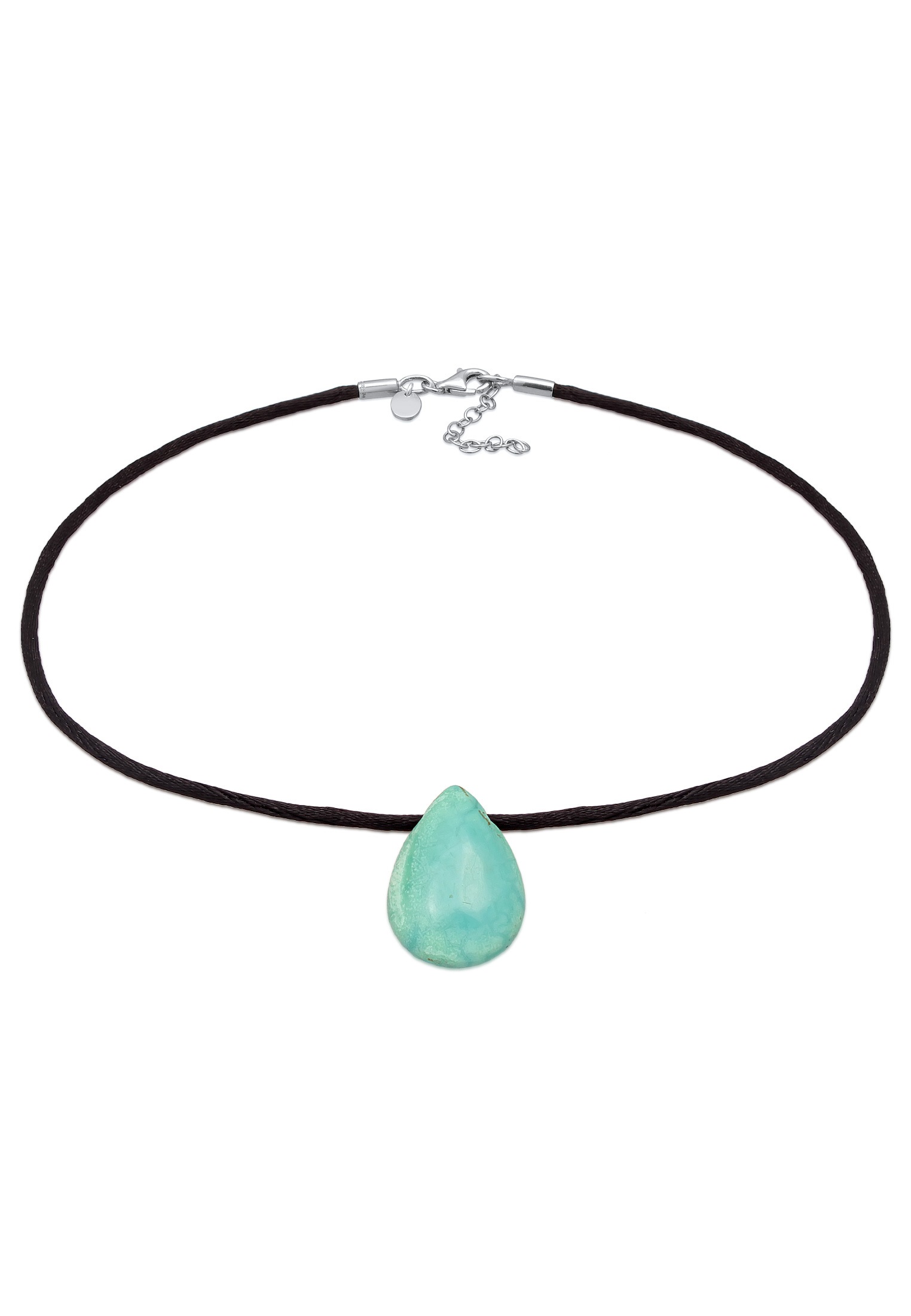 Elli Premium Choker »Halskette Choker Satin Türkis Edelstein Tropfen 925 Silber«