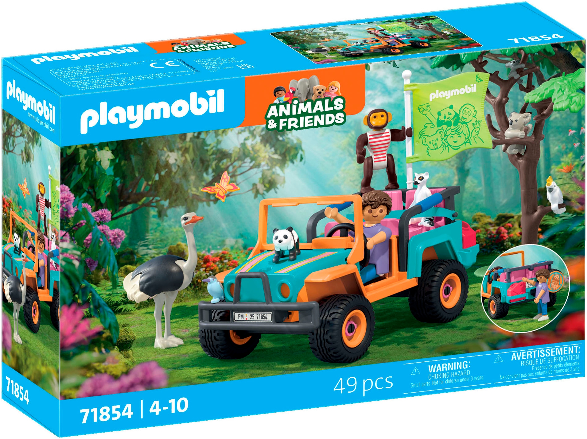 Playmobil® Konstruktions-Spielset »Bunter Geländewagen (71854), Animals & Friends« Made in Europe