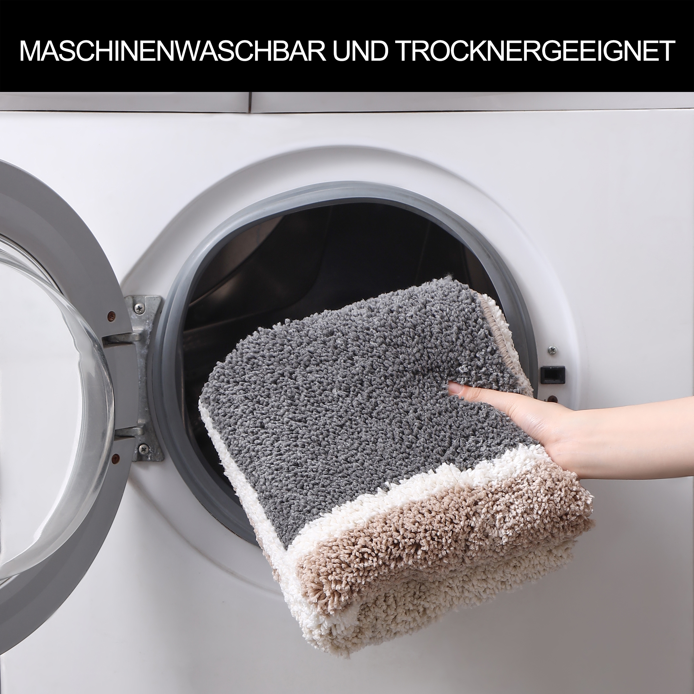 my home Badematte »Anna mit Kachelmuster, Badvorleger, Badezimmer Teppich, Duschvorleger«, rutschhemmend beschichtet, strapazierfähig, Badteppich, Hoch-Tief Effekt, Modern, Weich